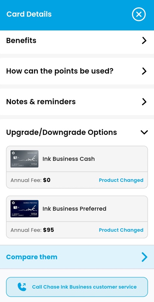 cardright credit card app downgrade options