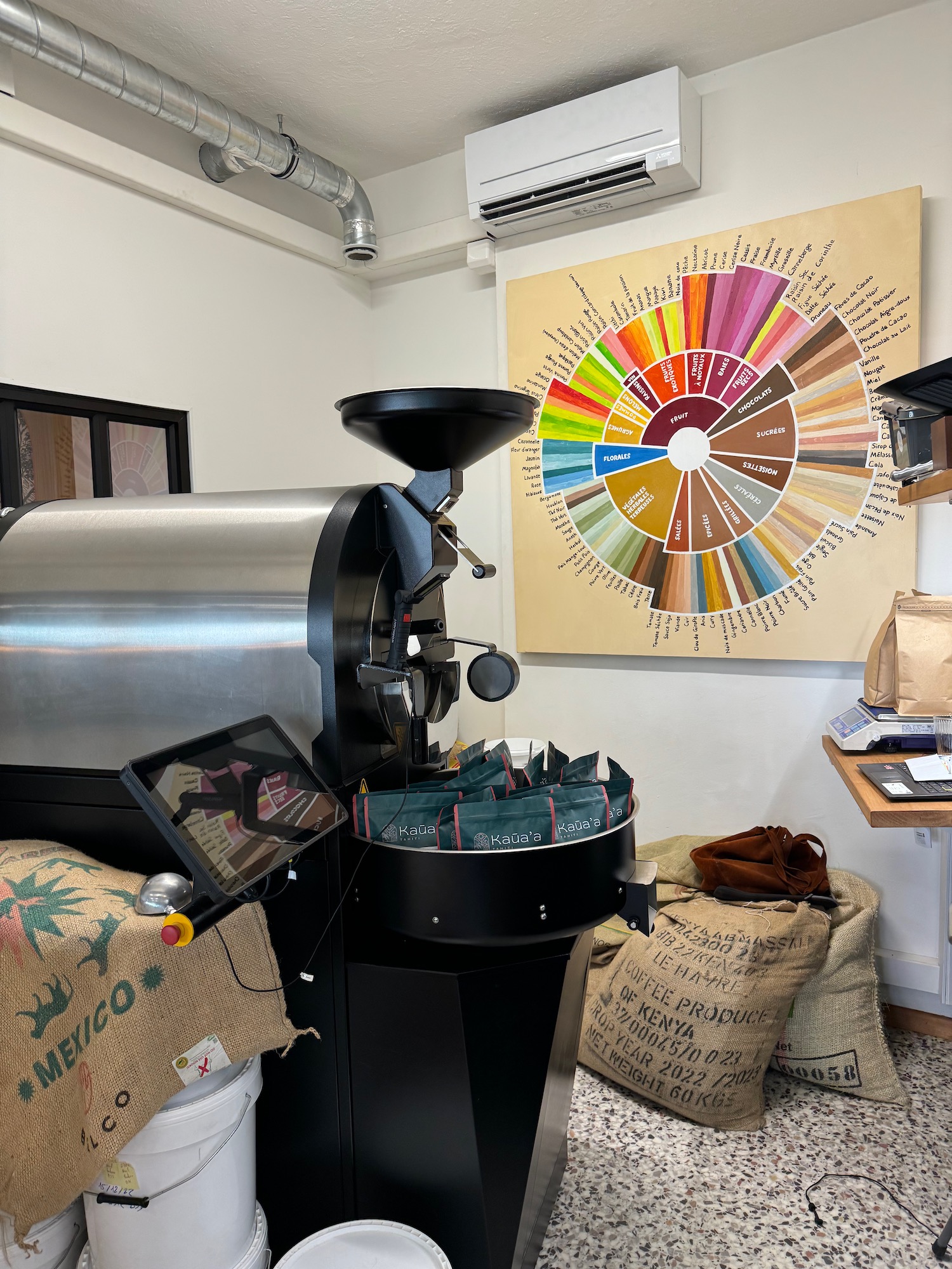 a coffee machine in a room