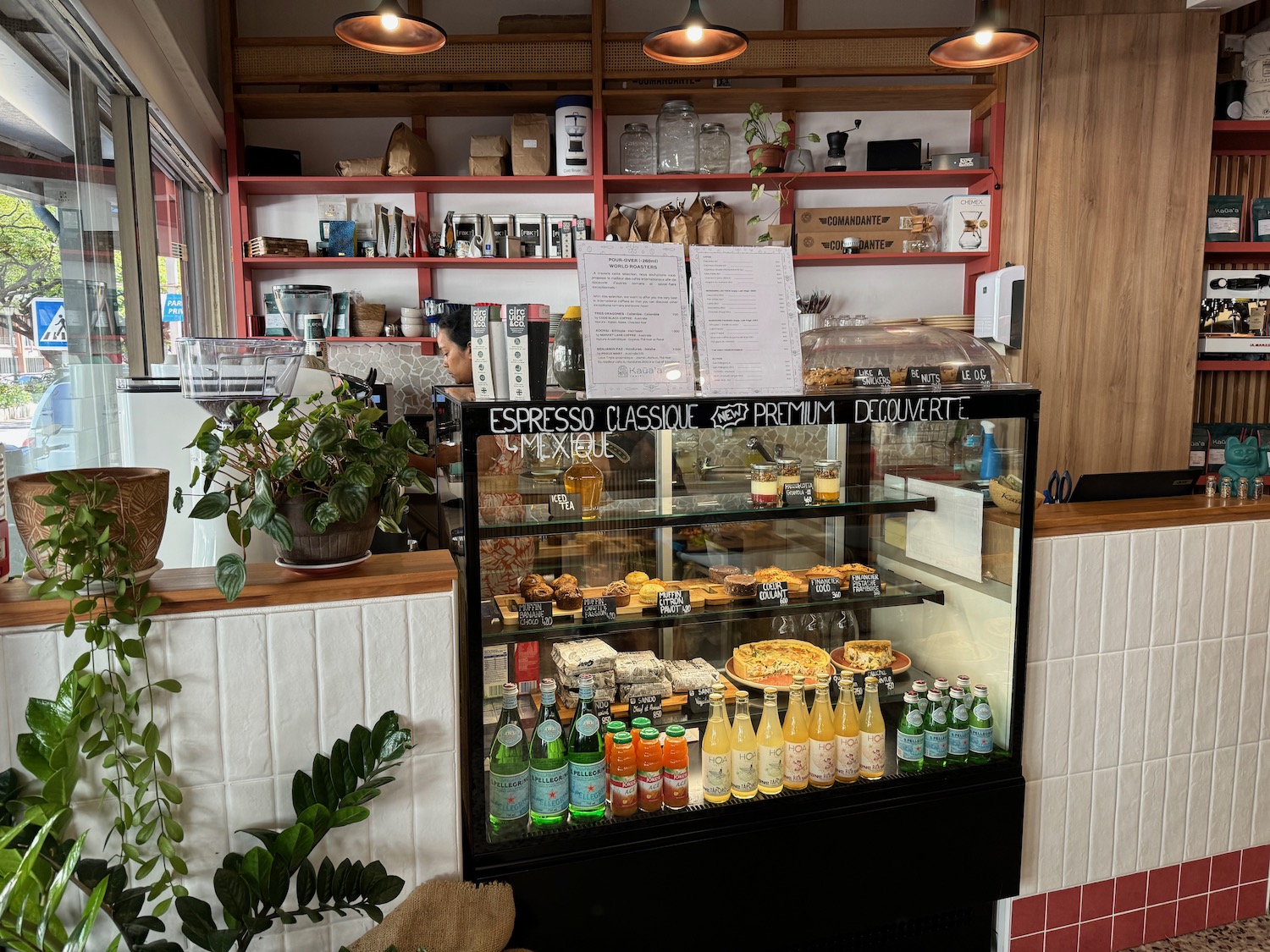 a display case with food on it