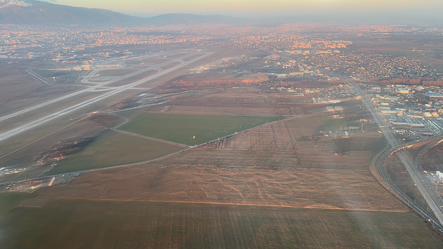 an aerial view of a city