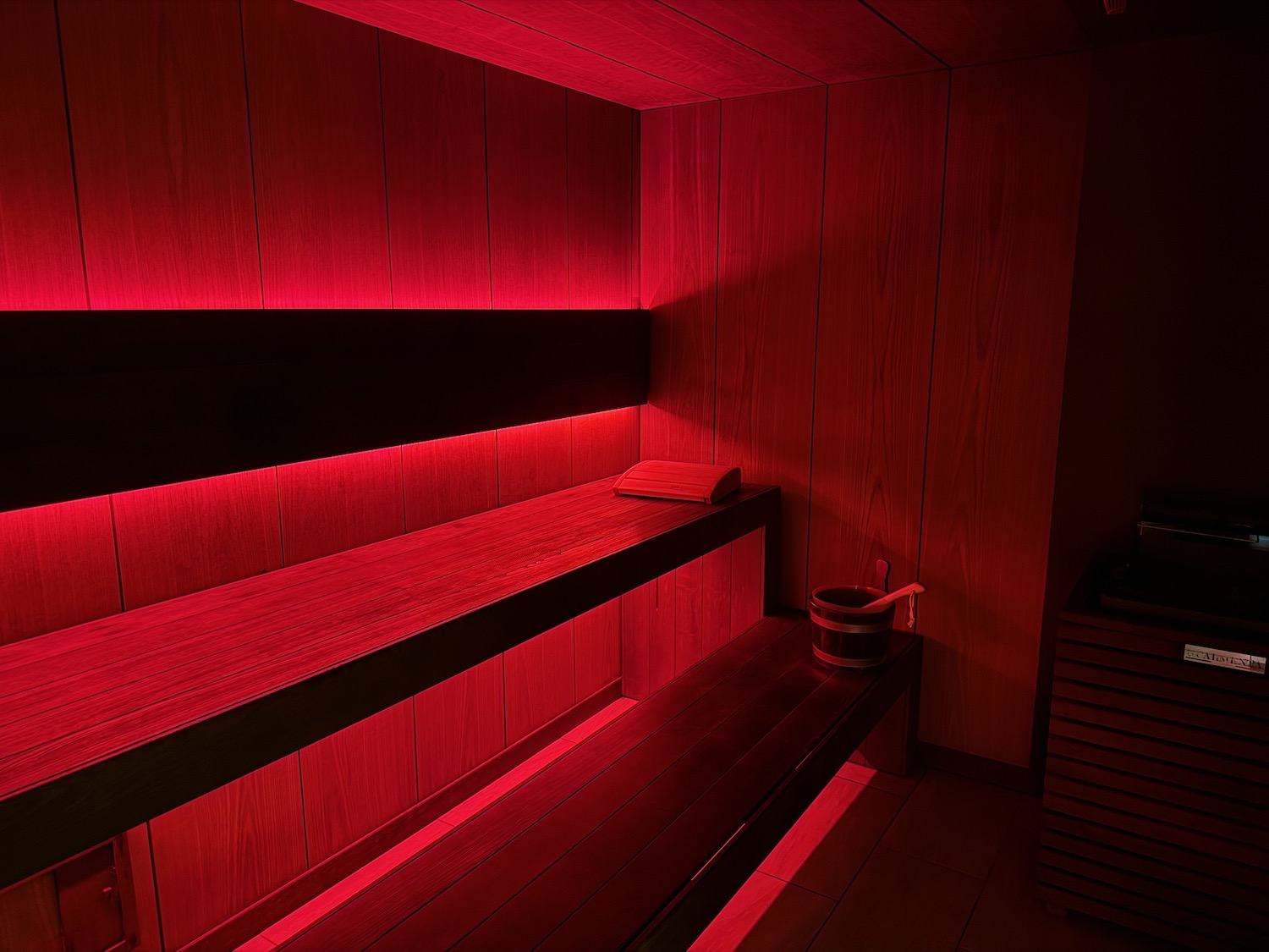 a red light in a sauna