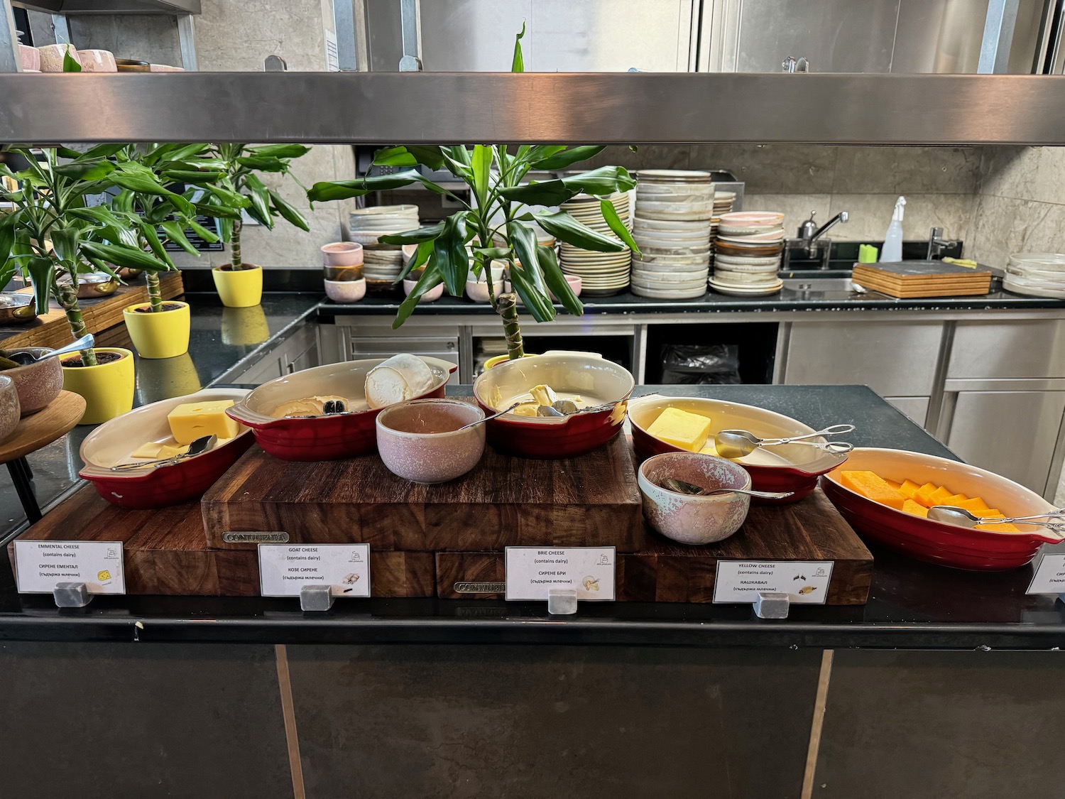 a table with bowls of food on it