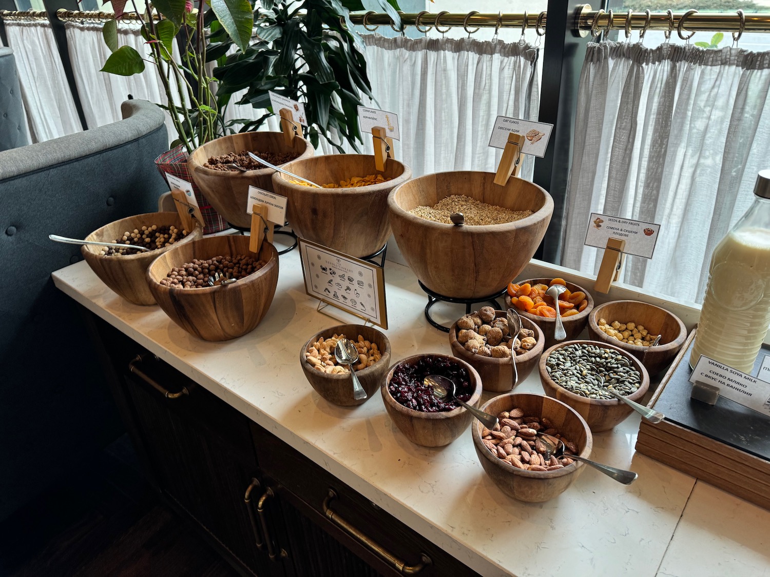 a table with bowls of food