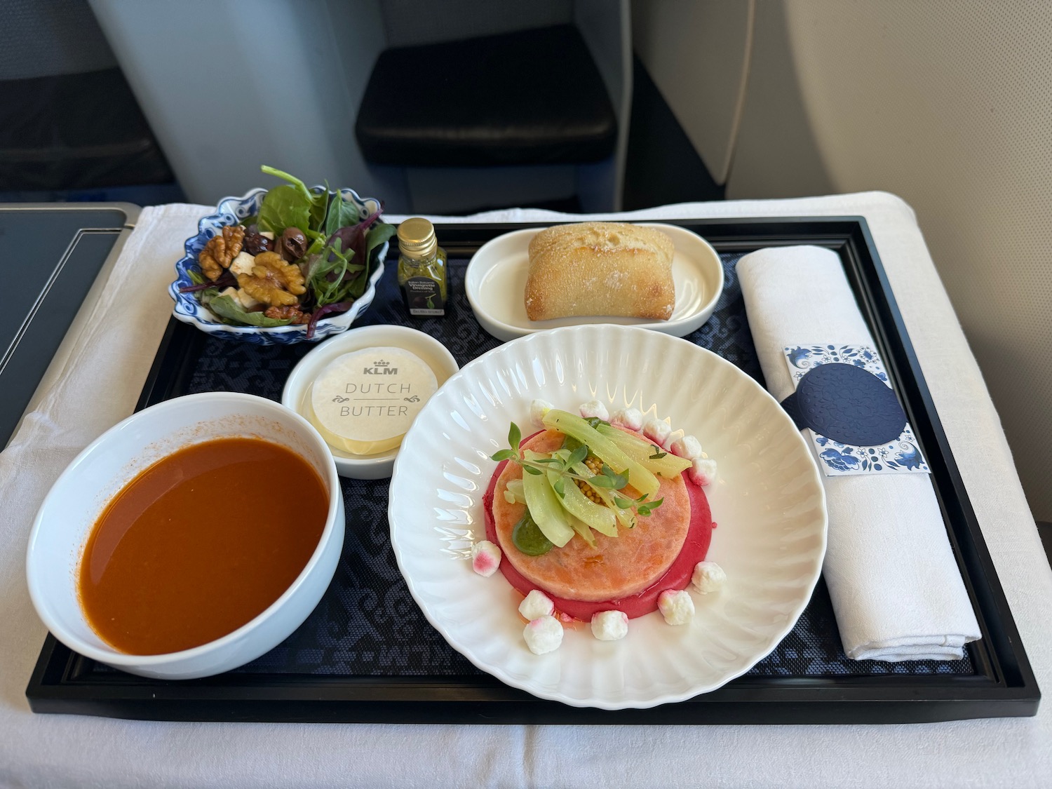 a tray with food on it