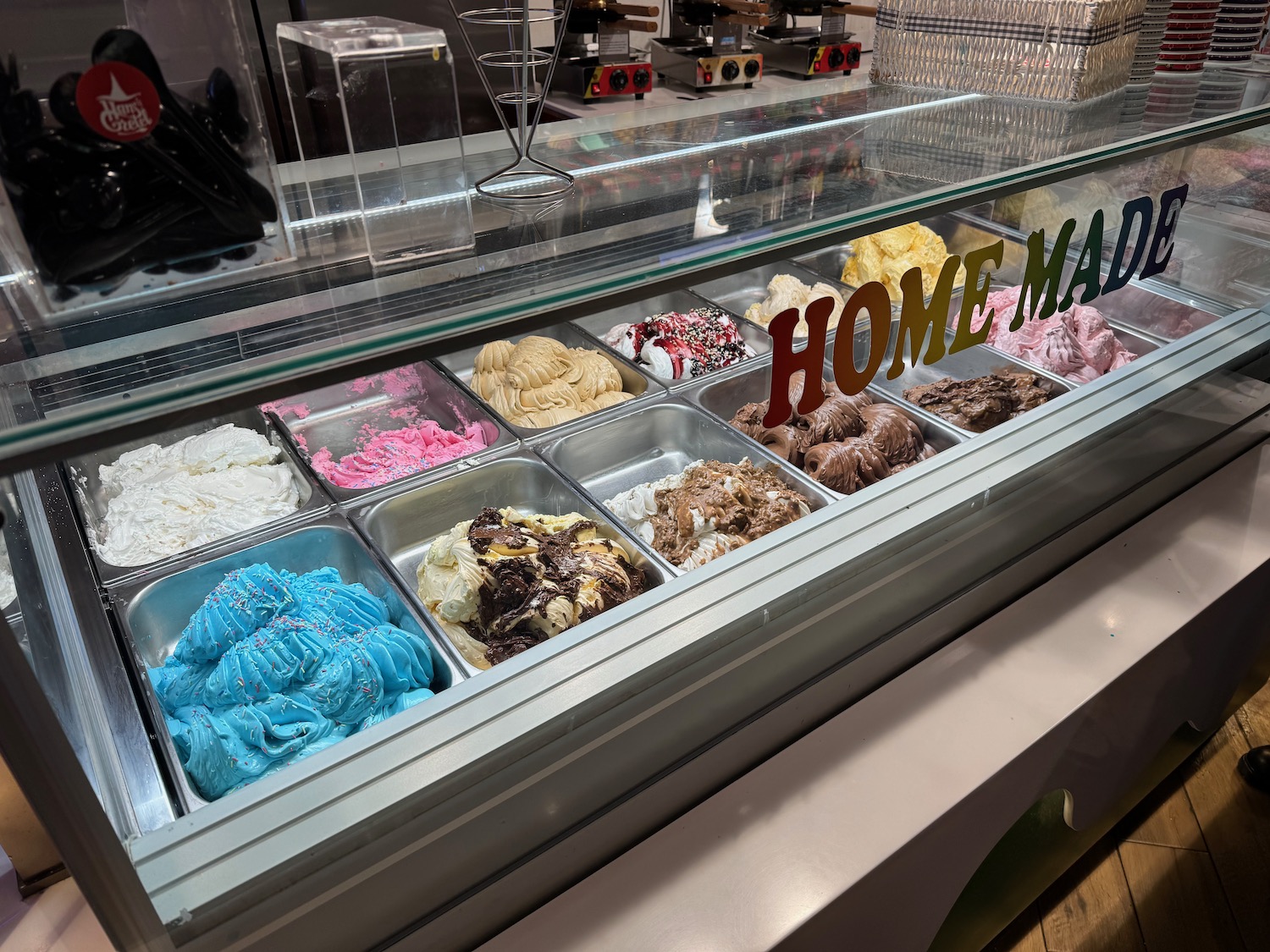 a display case of ice cream