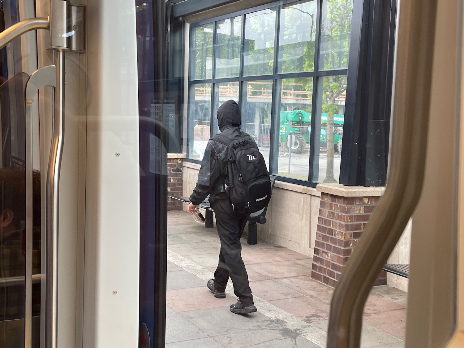 a man walking outside a building