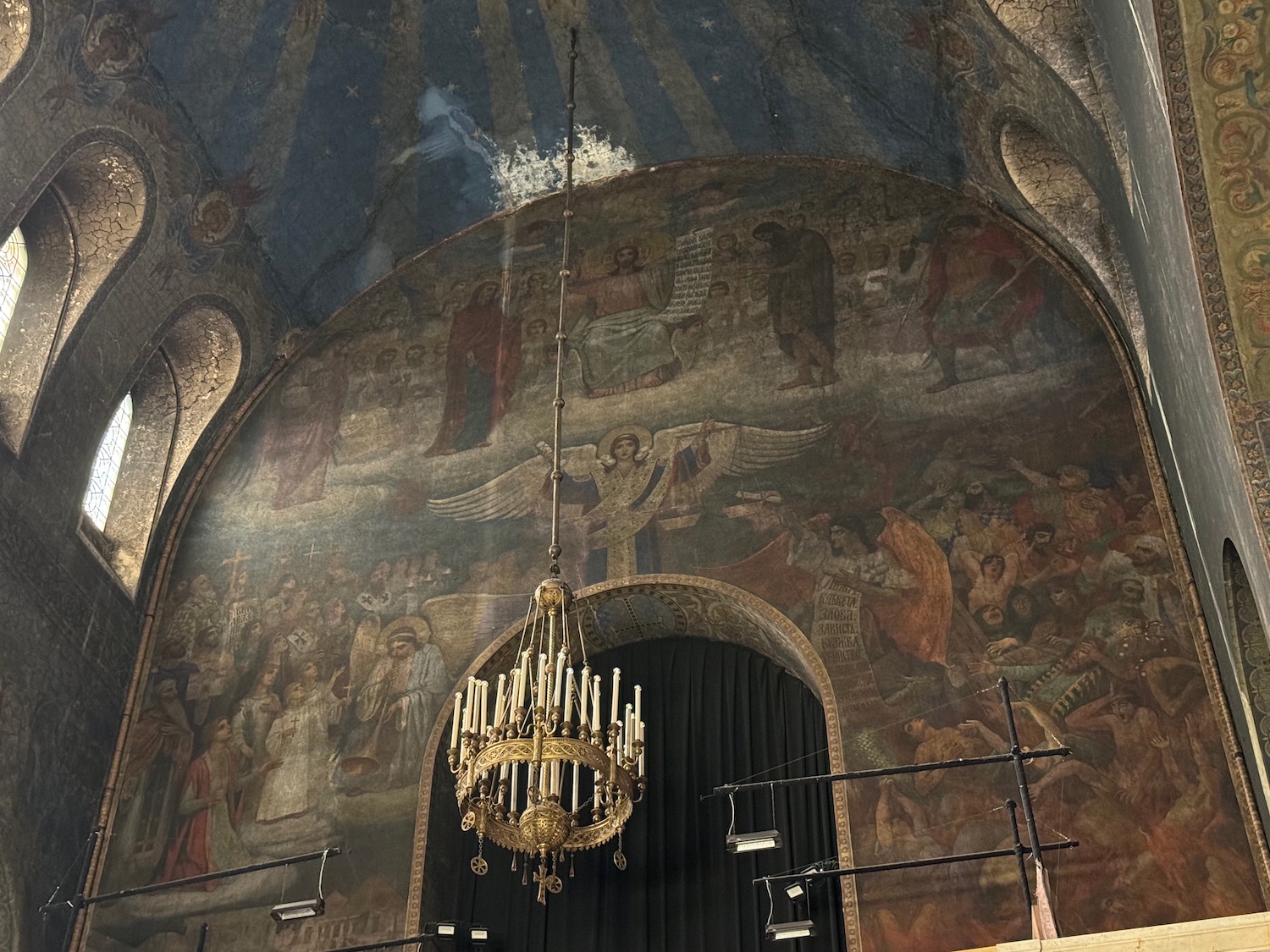 a chandelier in a church