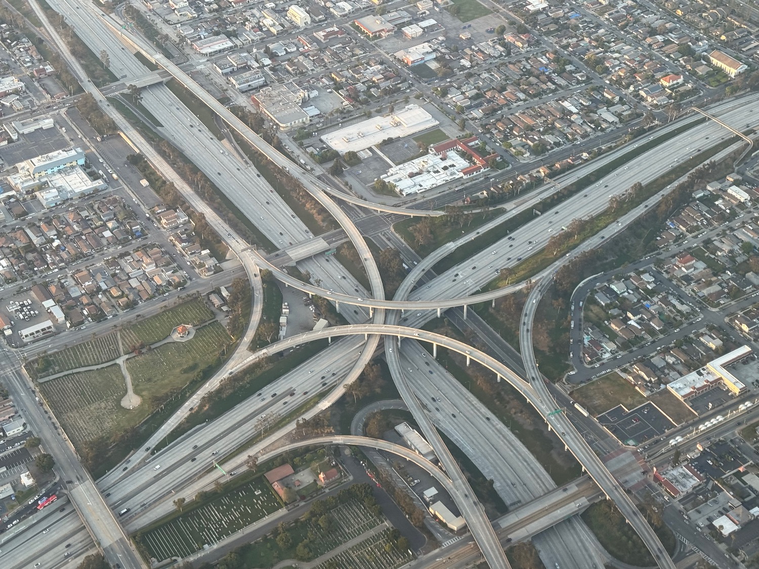 an aerial view of a freeway