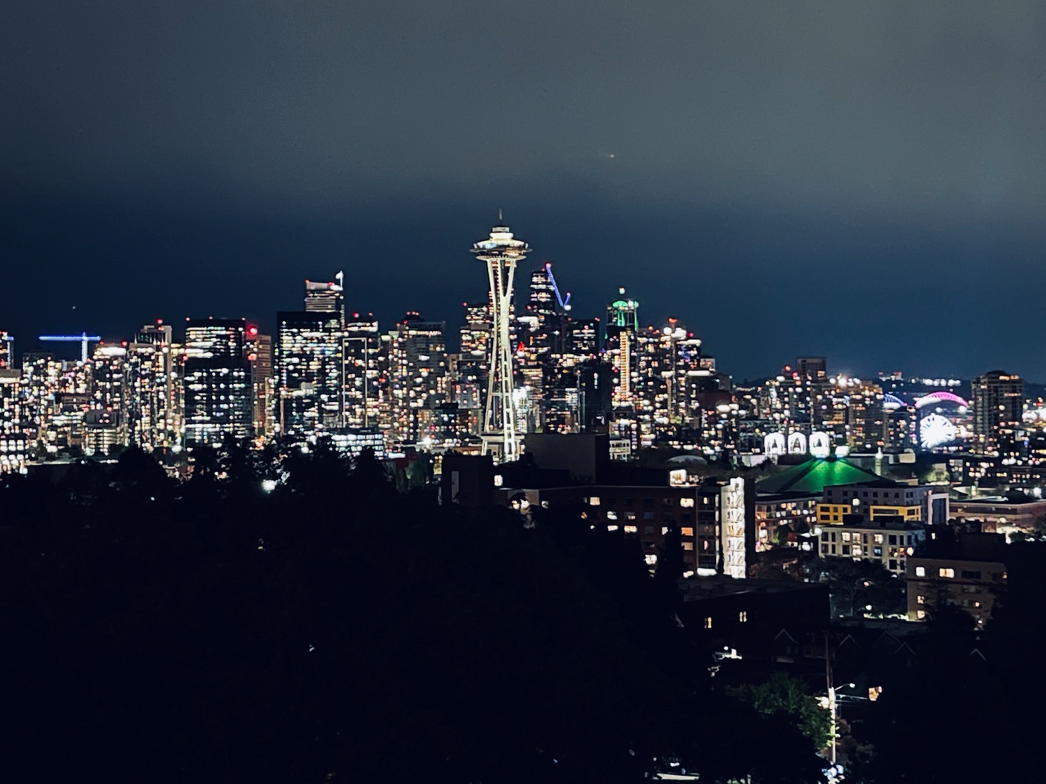 a city skyline at night