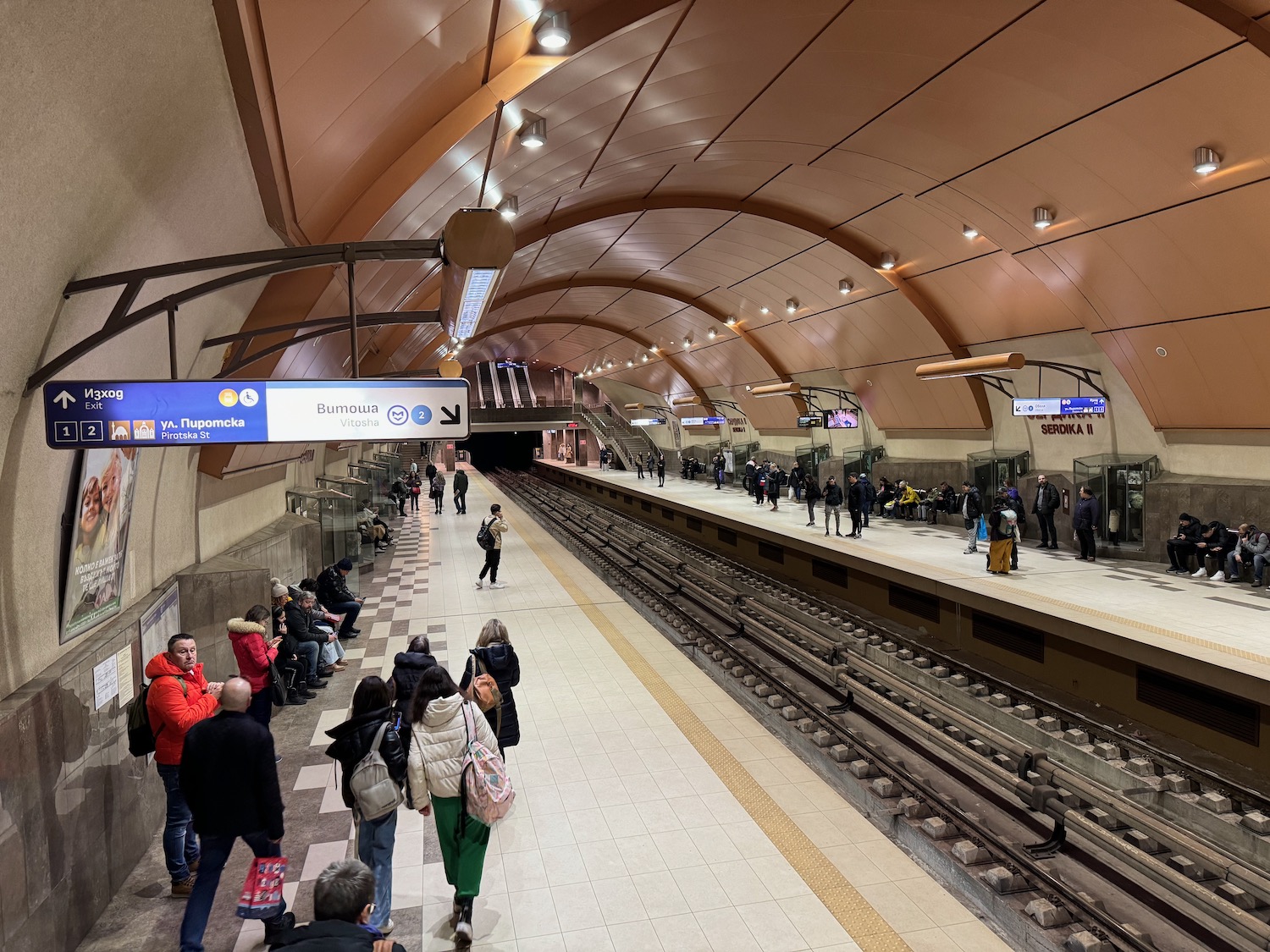 a group of people at a train station