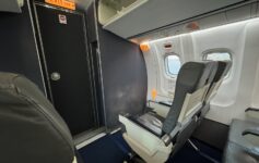 an airplane with seats and a door