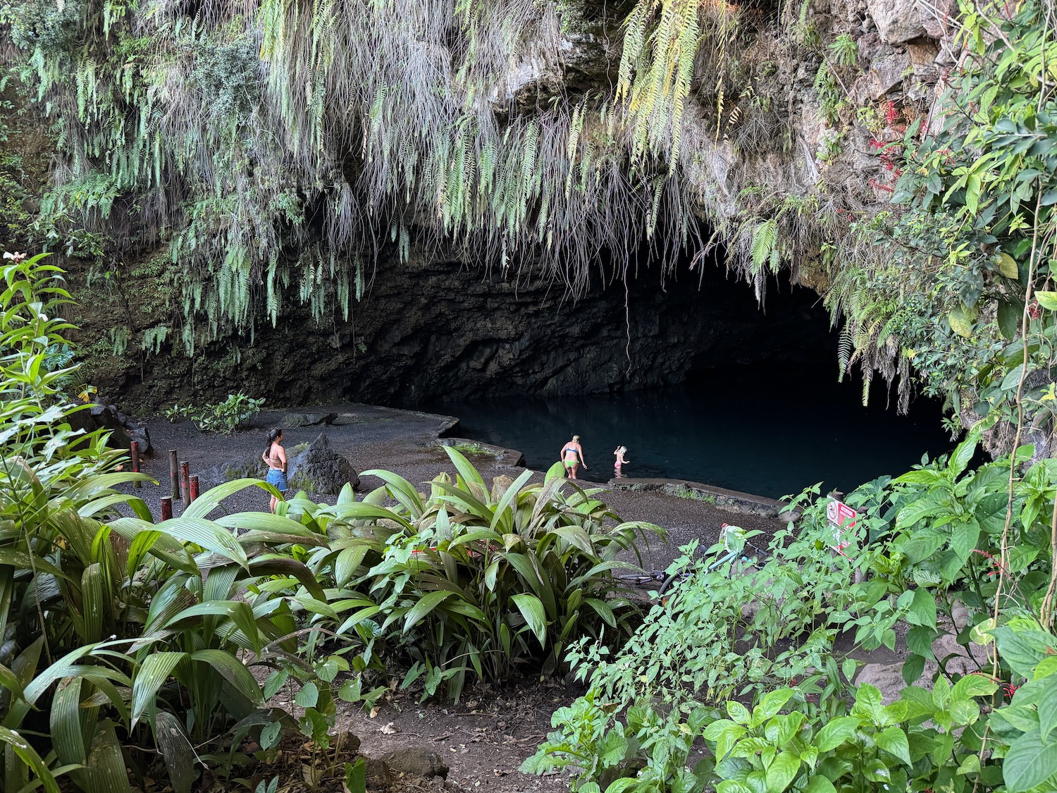 a cave with people in it