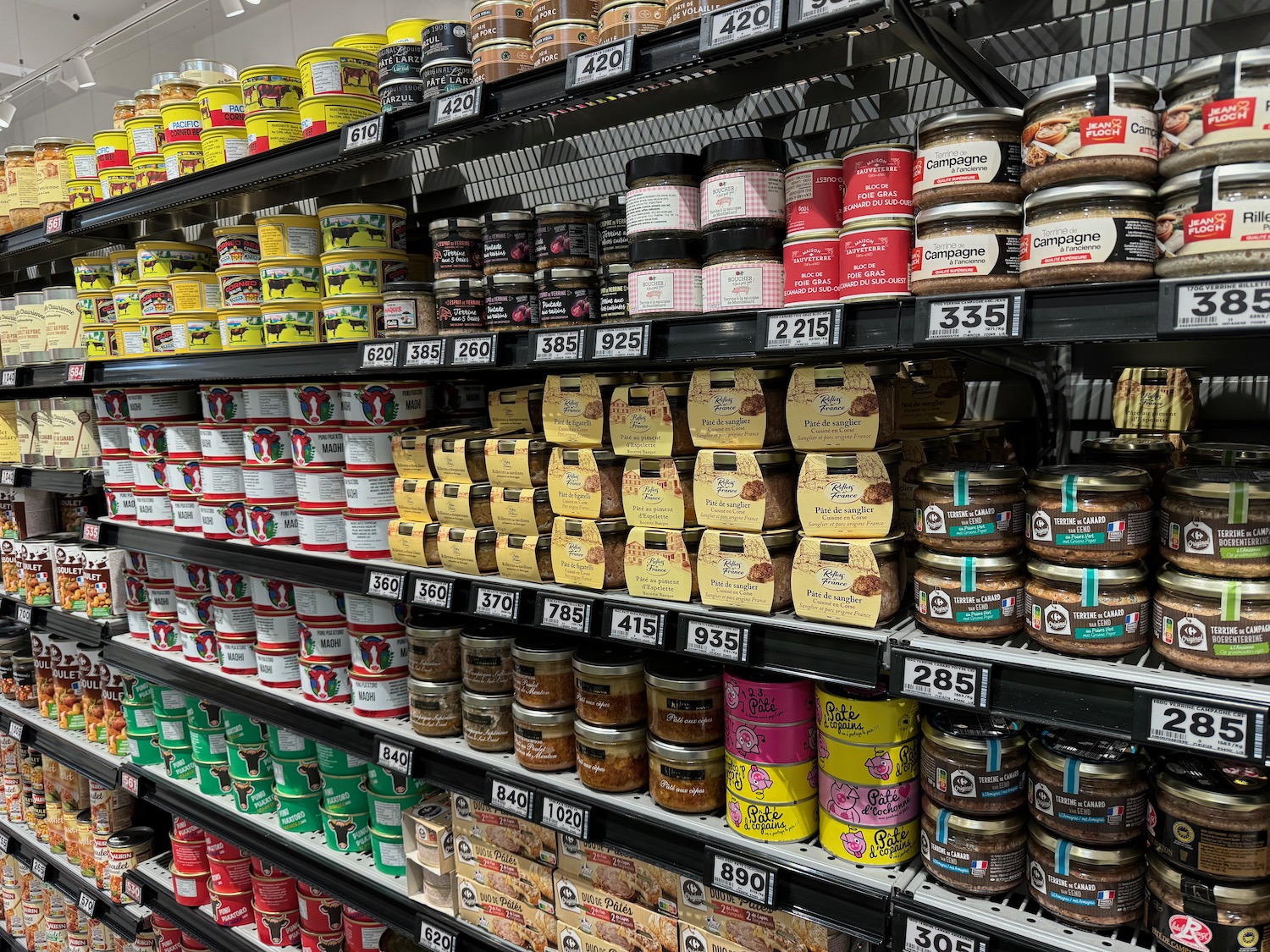 a shelves with jars of food