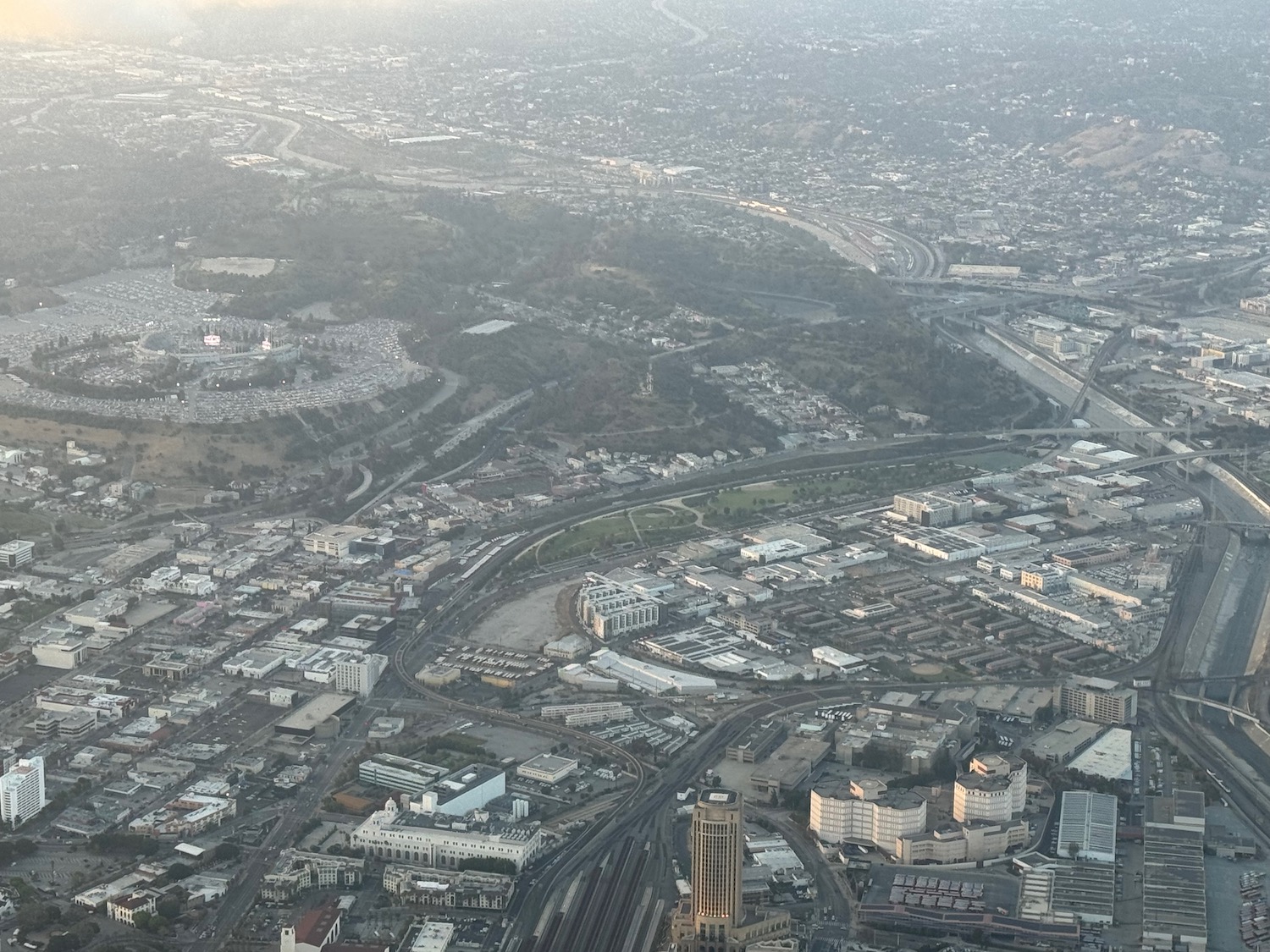 an aerial view of a city