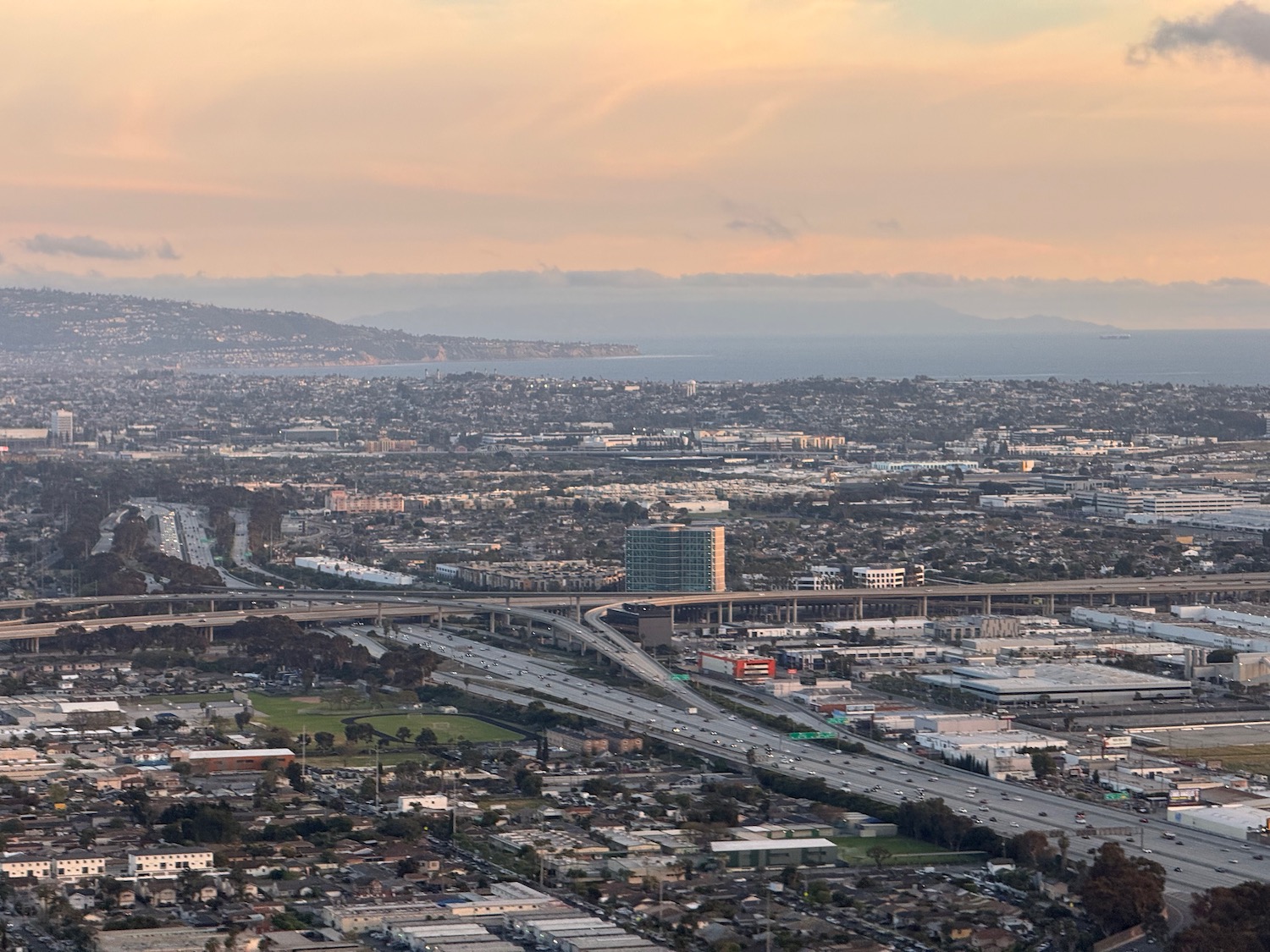 a city with many roads and buildings