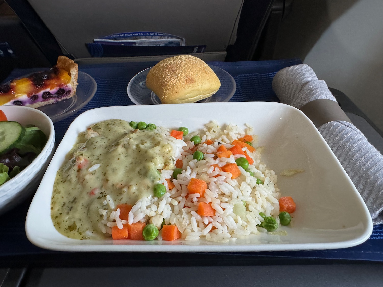 a plate of food on a tray