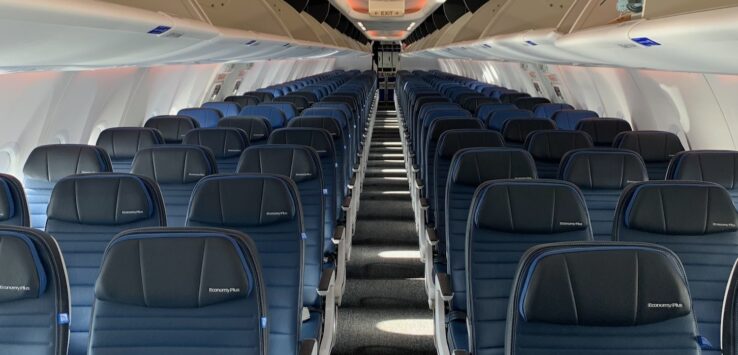 a row of seats in an airplane