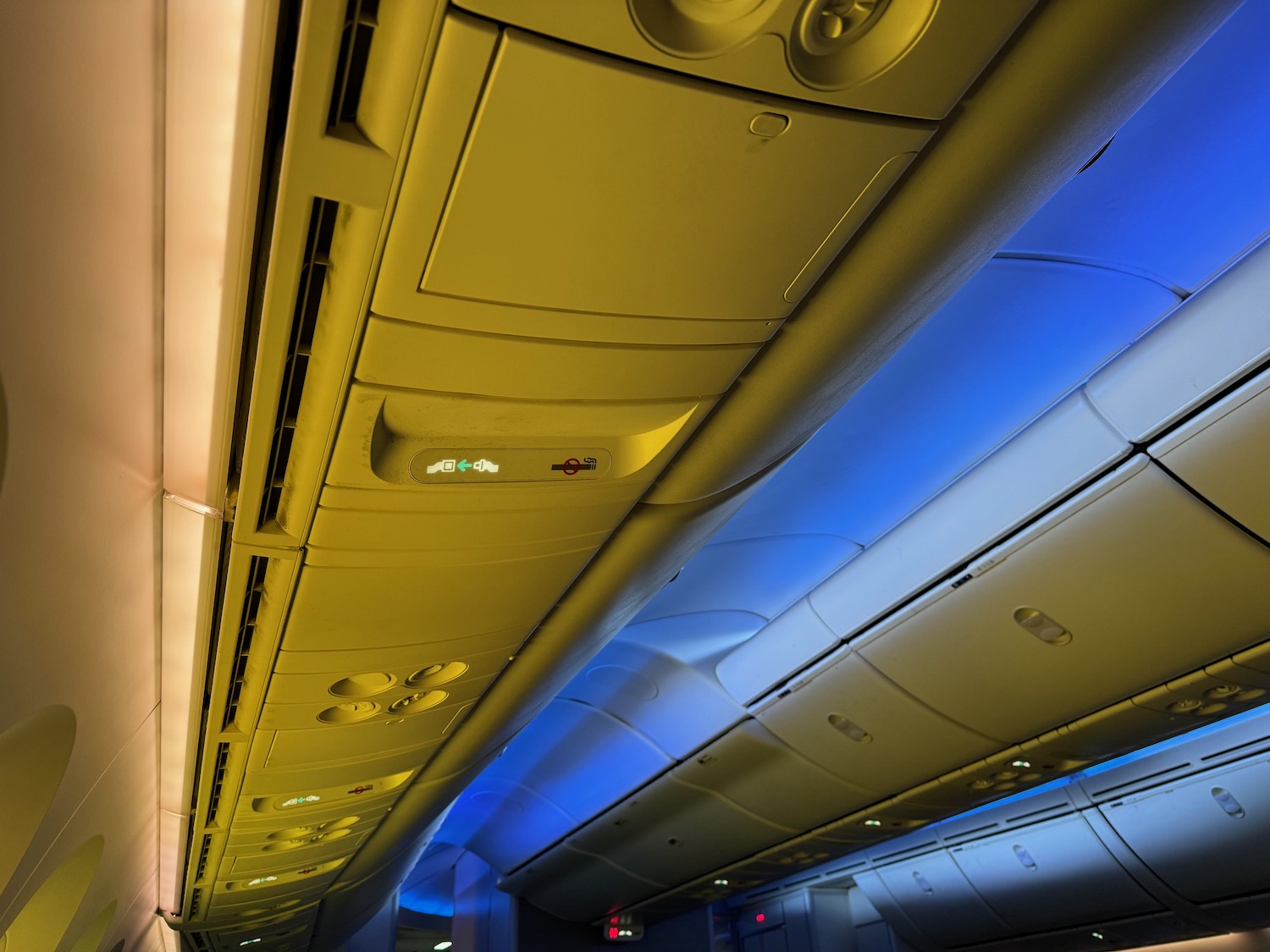 an airplane with a blue light