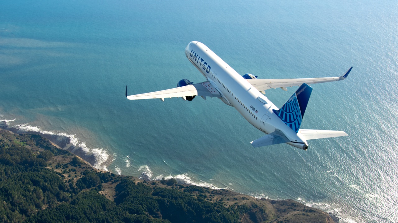 an airplane flying over water