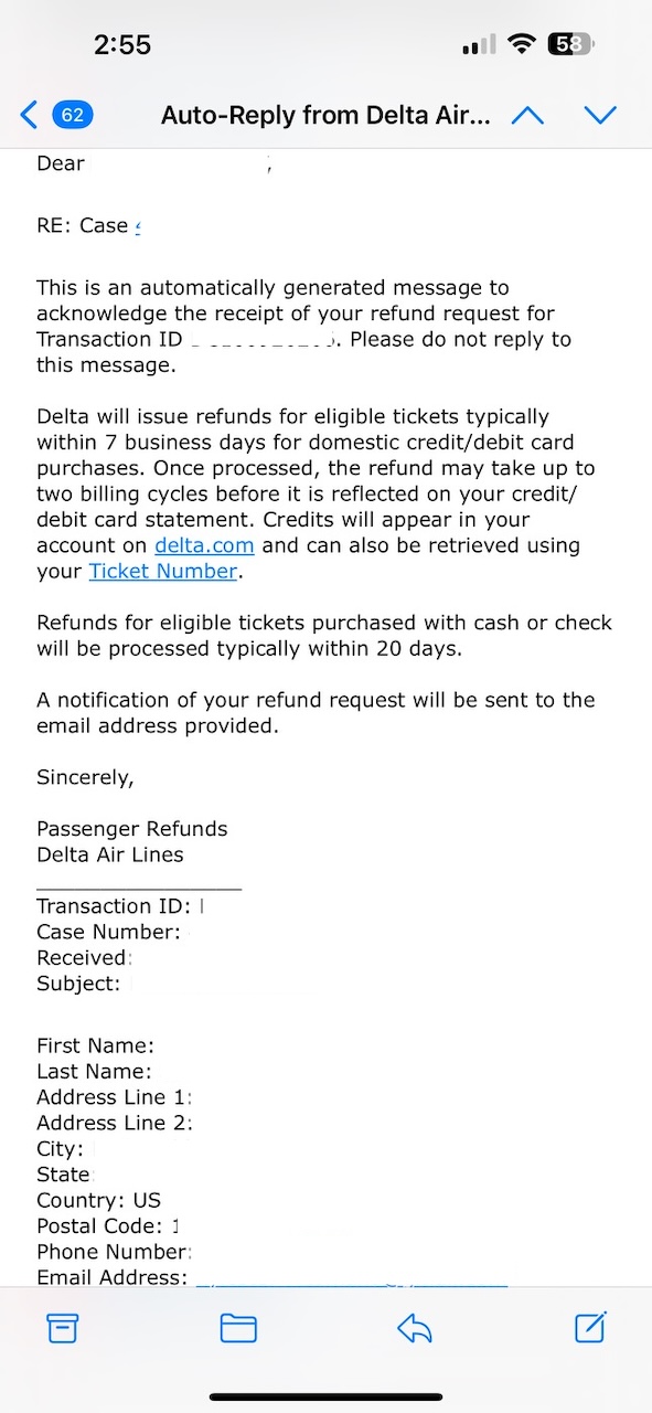 delta refund processing