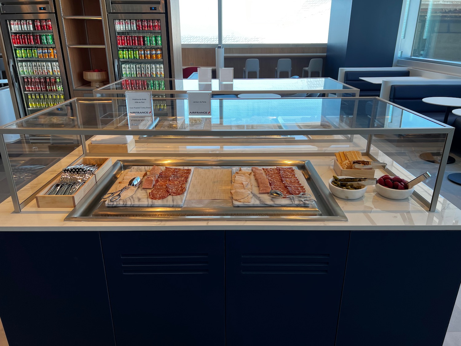 food on a counter in a restaurant