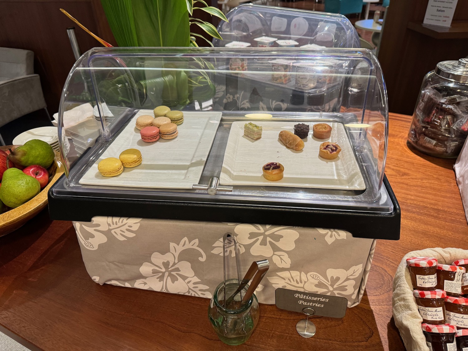 a display case with food on it