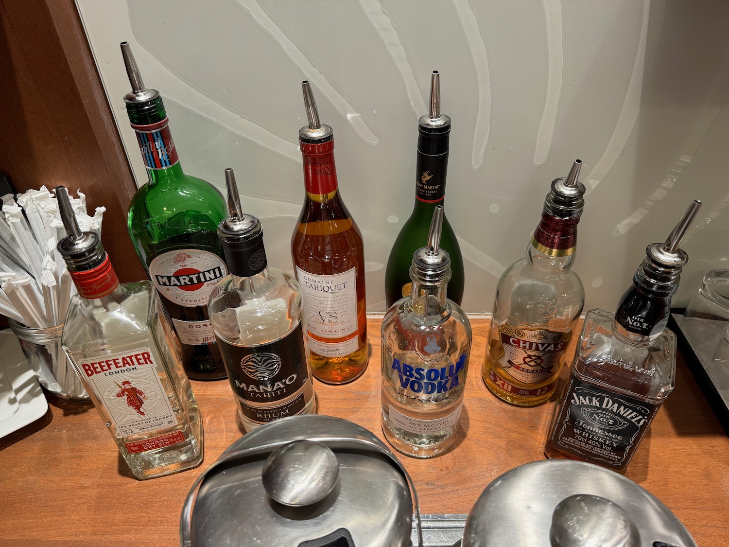 a group of bottles of alcohol