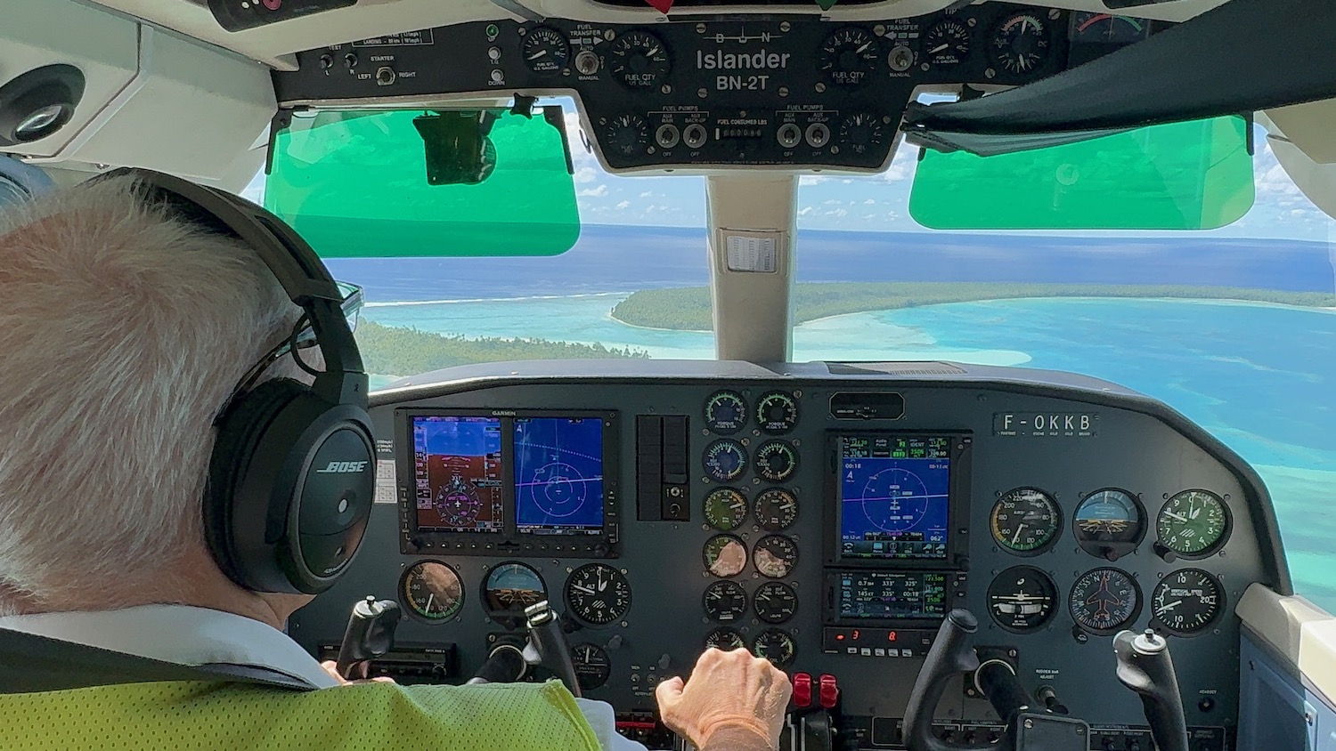 a person in a cockpit of a plane