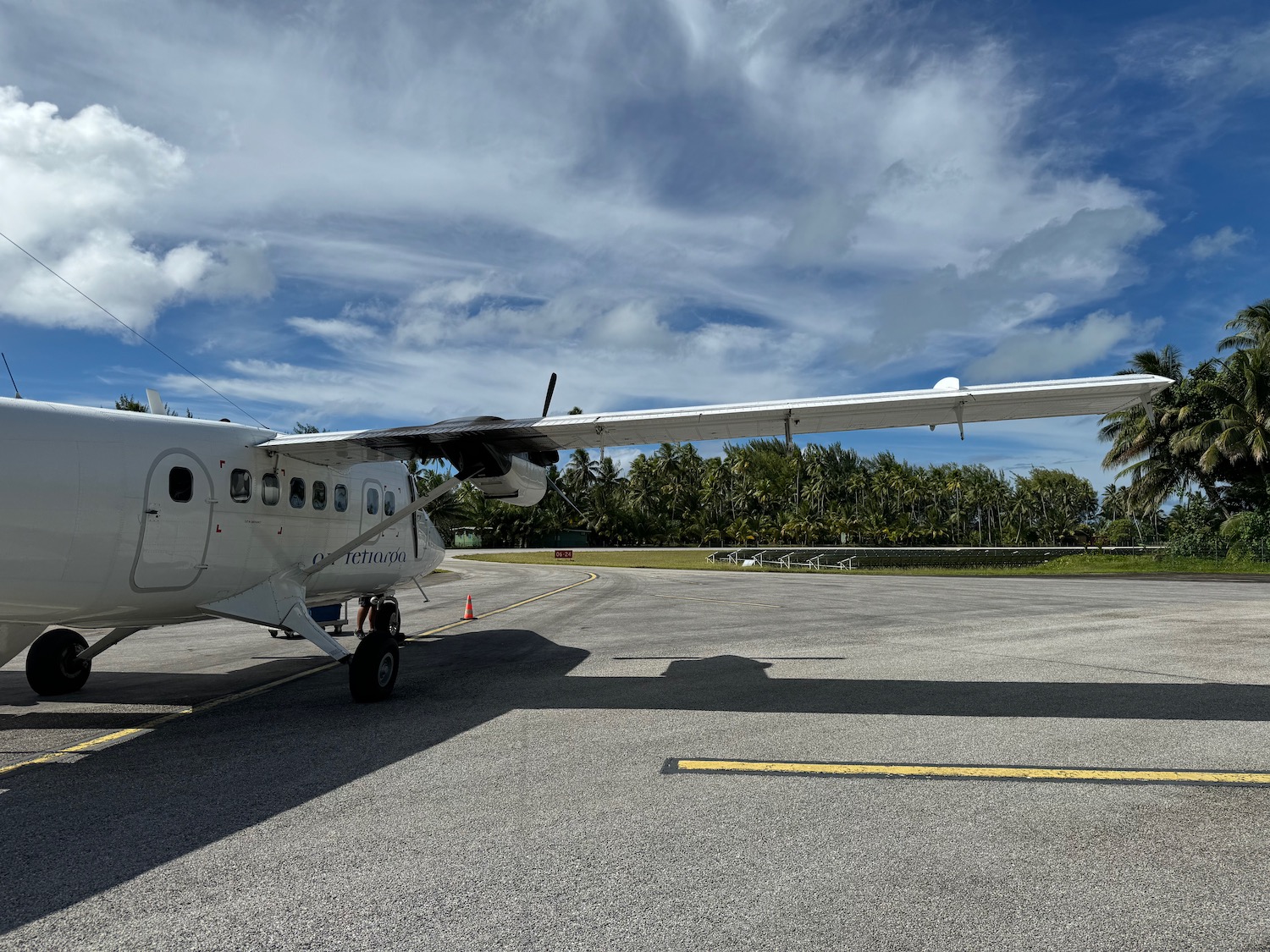 a plane on the runway