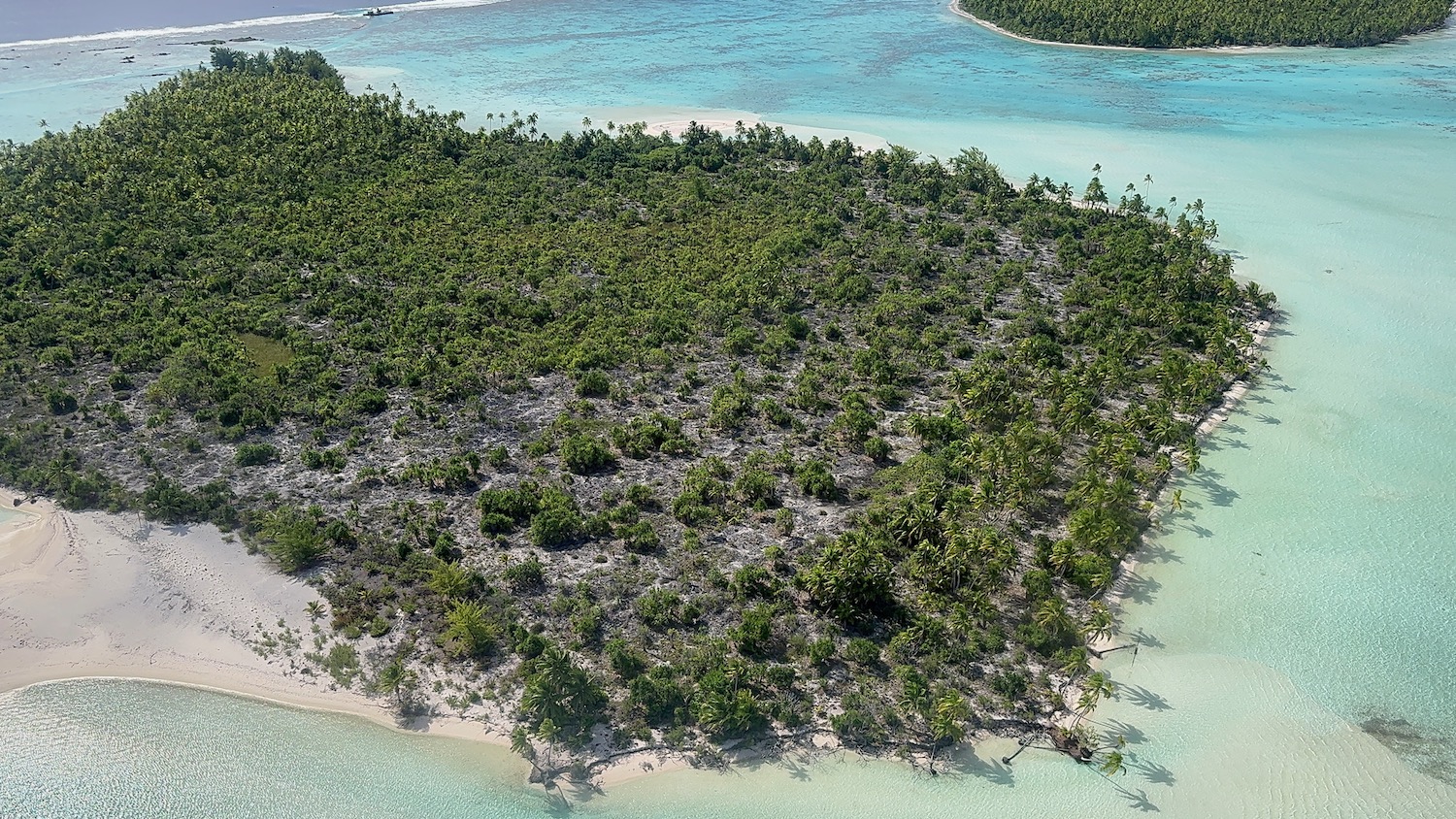 an aerial view of a small island