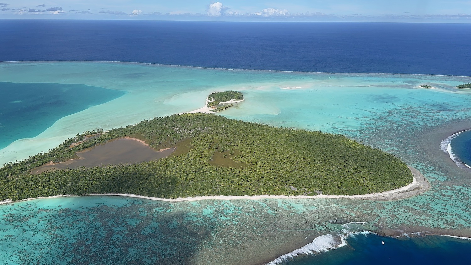 an island with a body of water