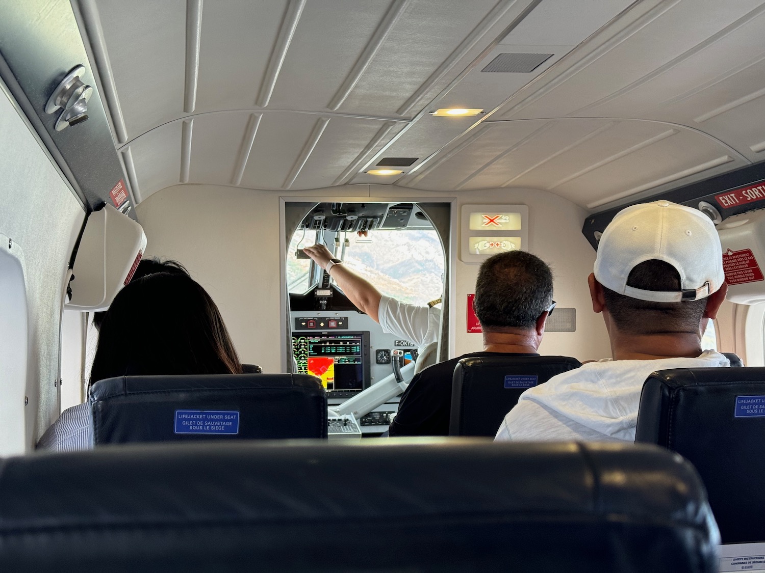 a group of people in a plane