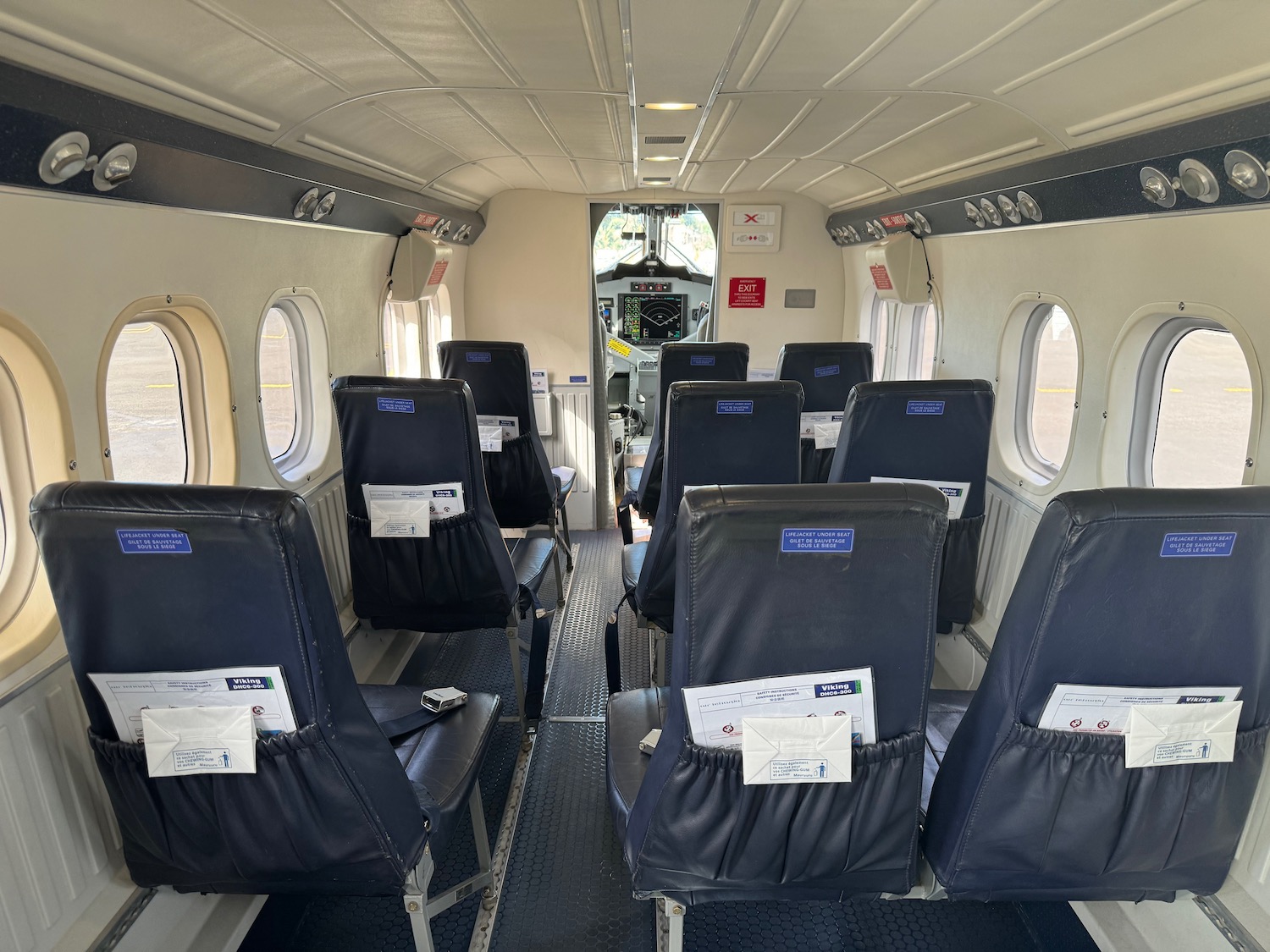 a plane with seats in the back