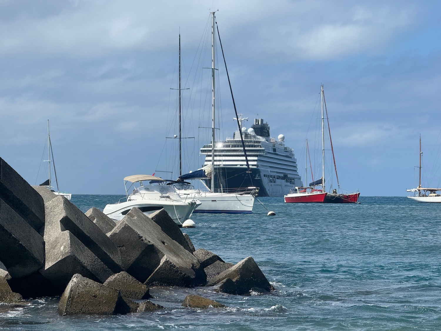 a group of boats in the water