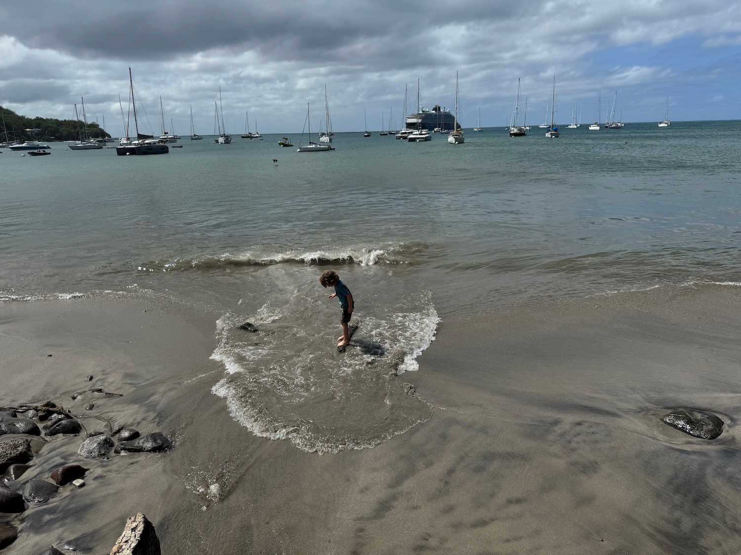 a child playing in the water