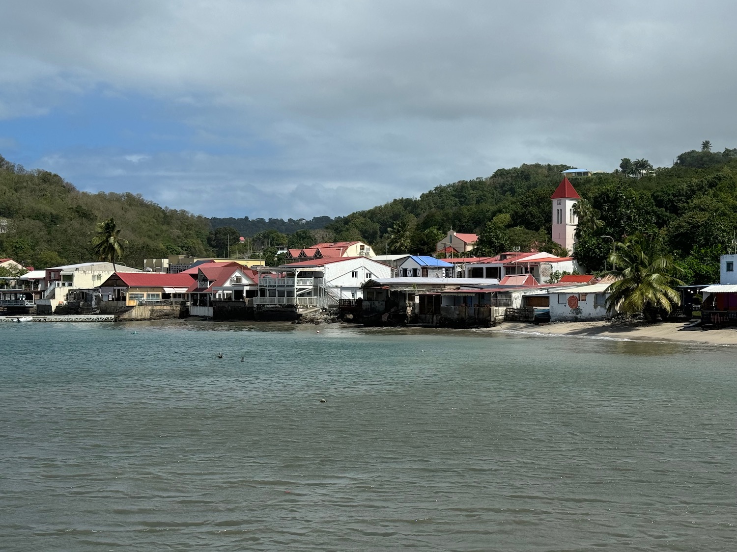 a body of water with buildings and trees