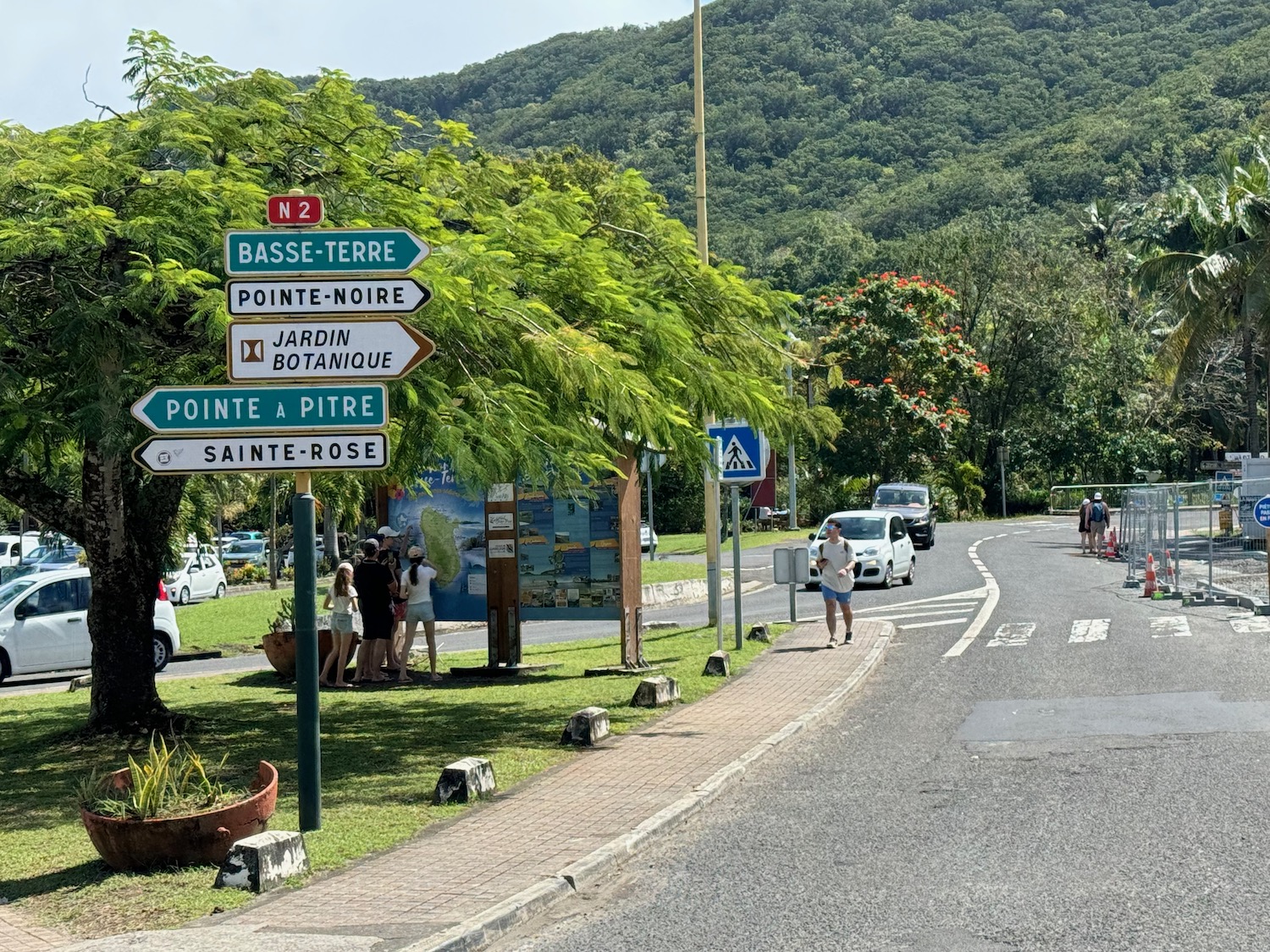 a street sign on a road