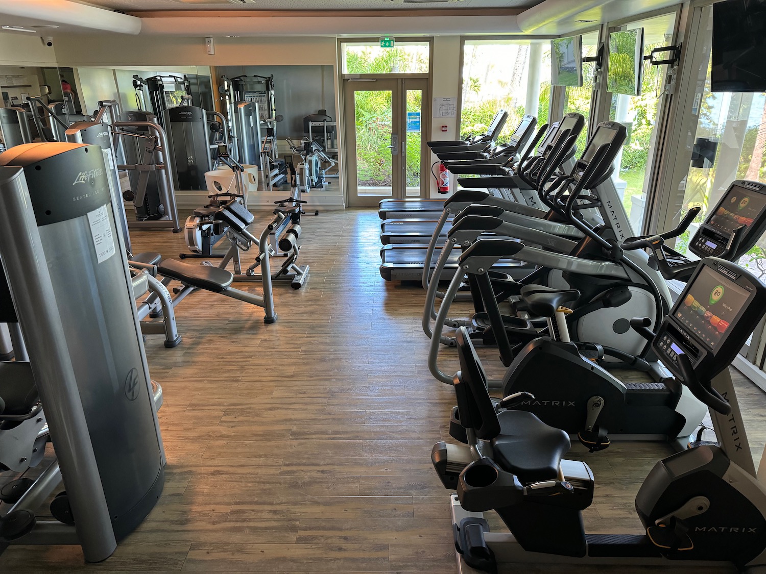 a room with exercise equipment