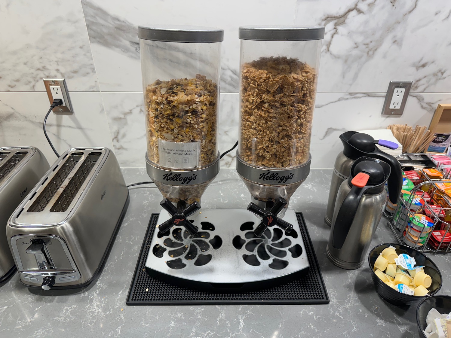 a two containers of cereal on a counter