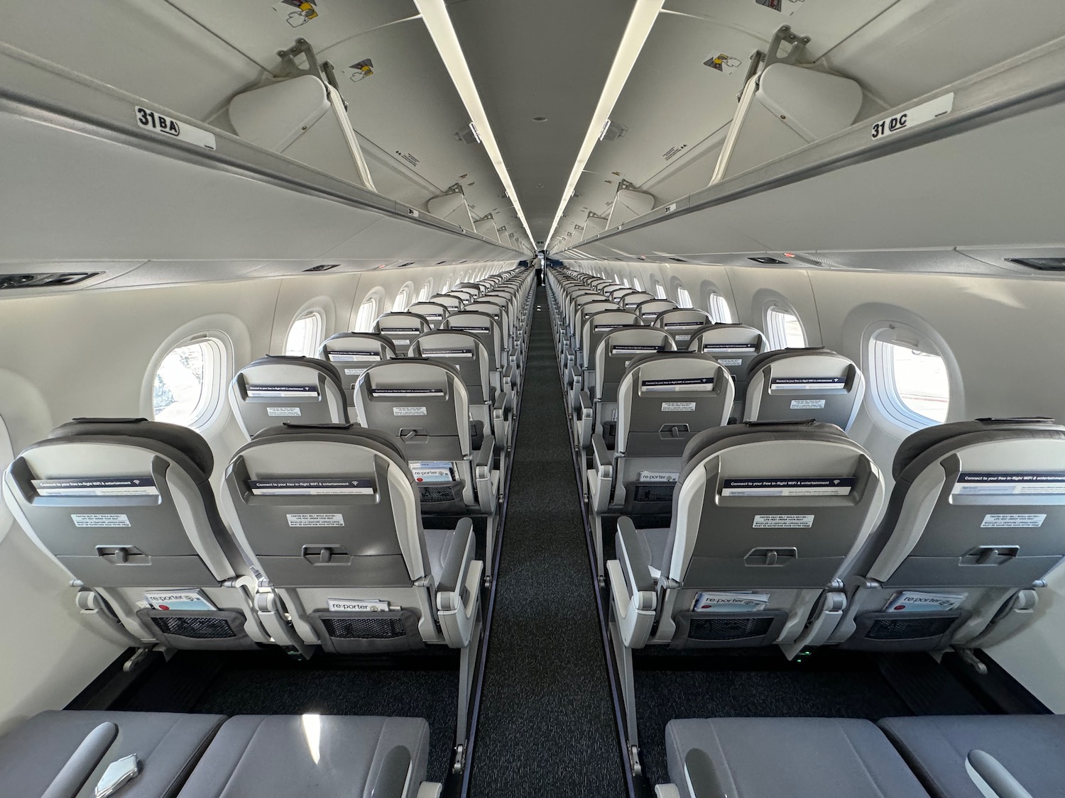 an airplane with rows of seats