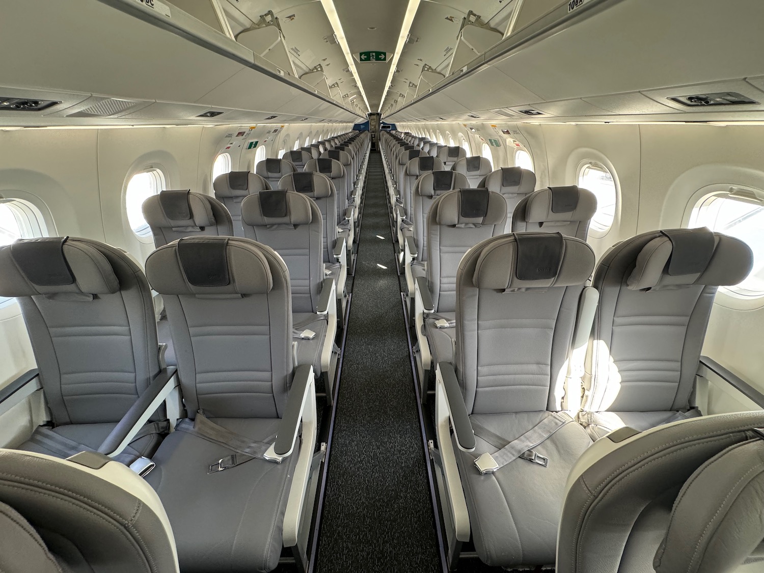 rows of seats in an airplane