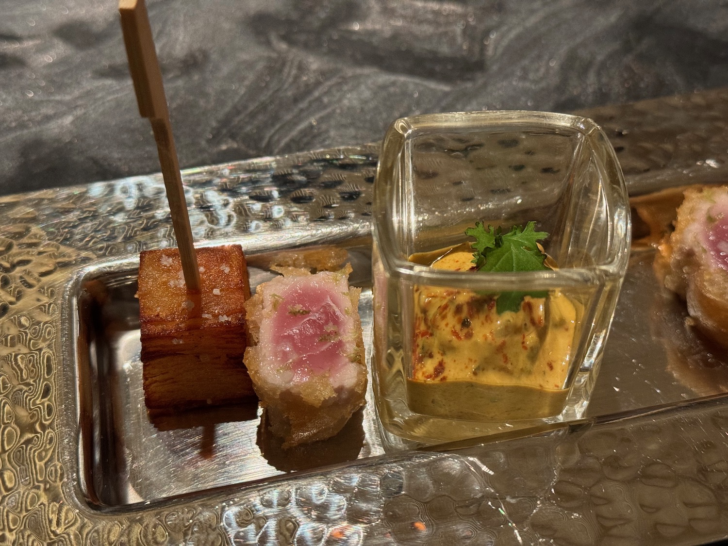 a plate of food on a tray