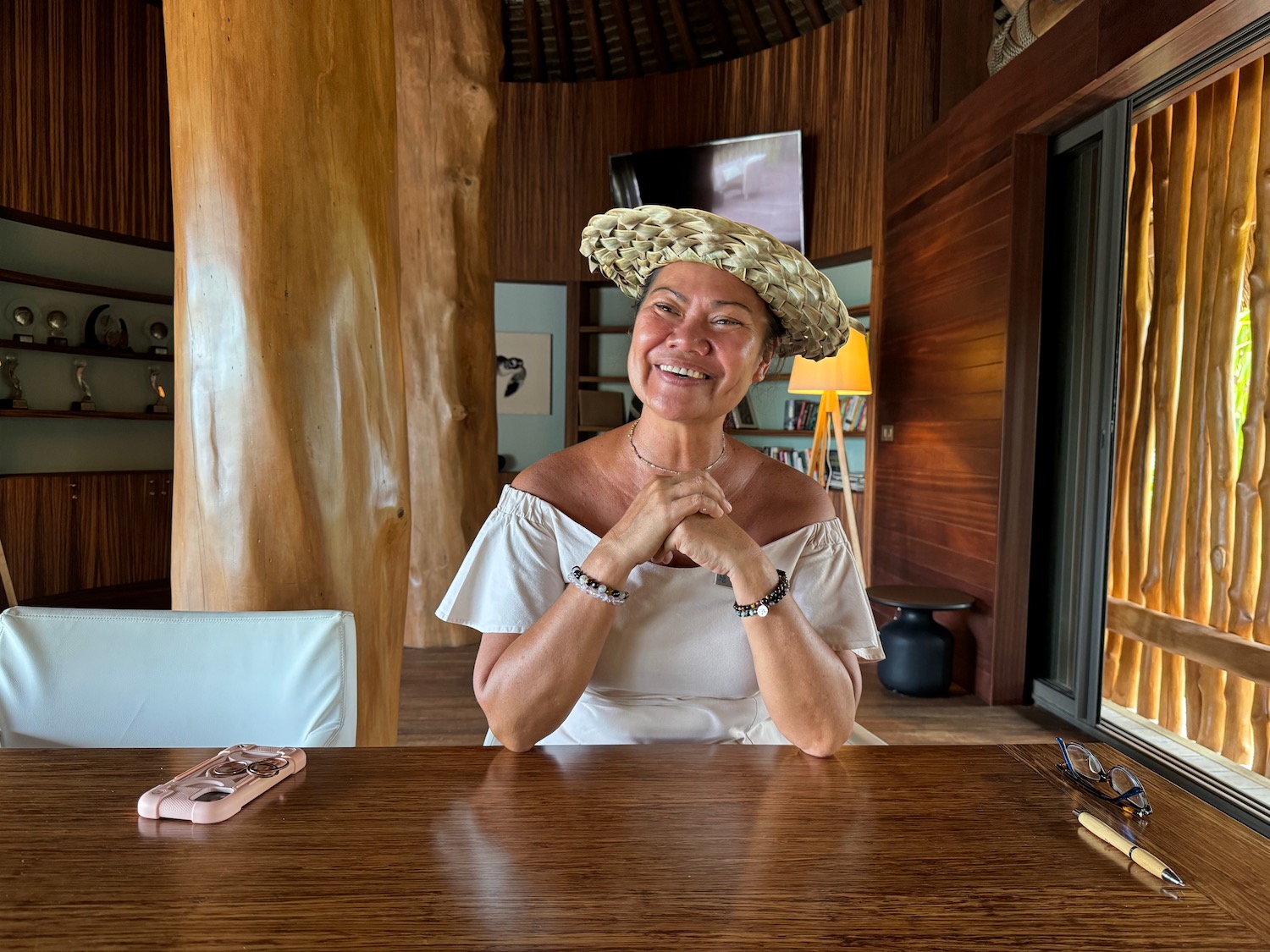 a woman wearing a straw hat