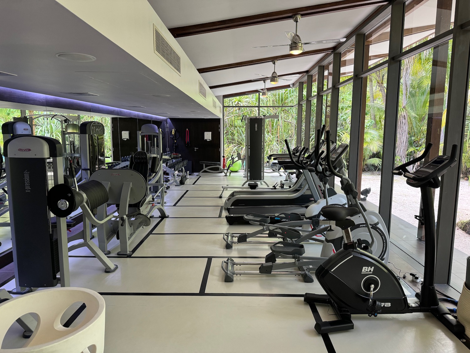 a room with exercise equipment