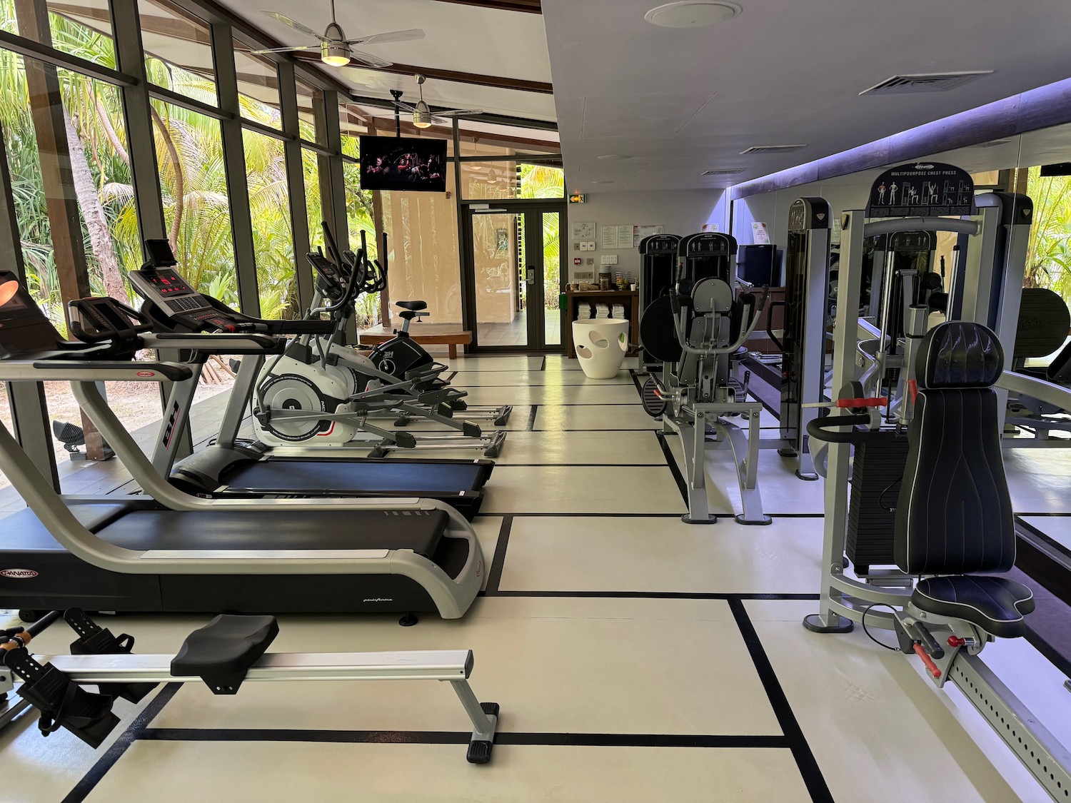 a room with exercise equipment