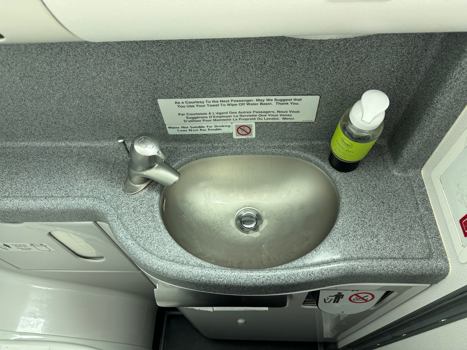 a sink in an airplane