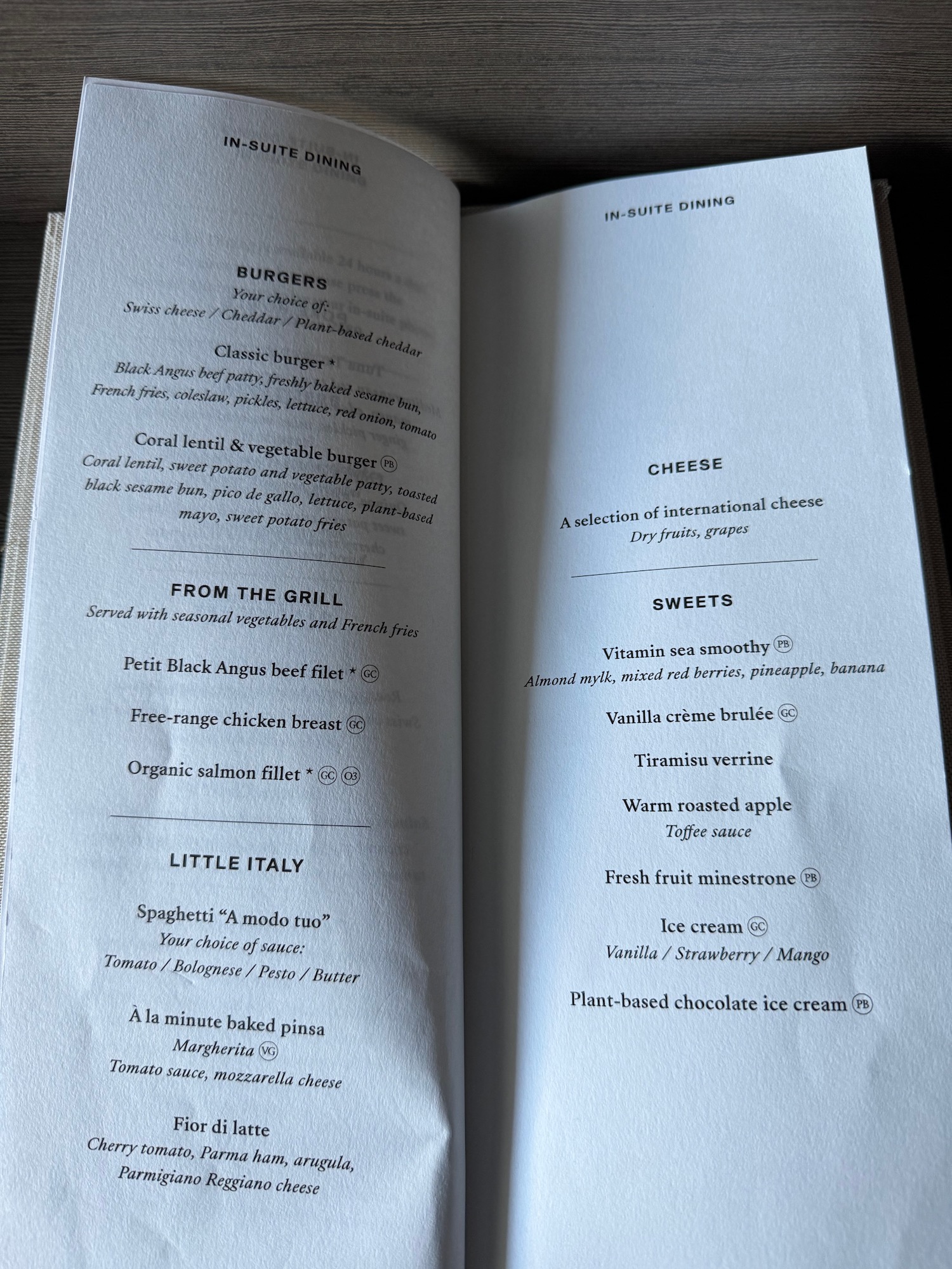 a menu open in a restaurant