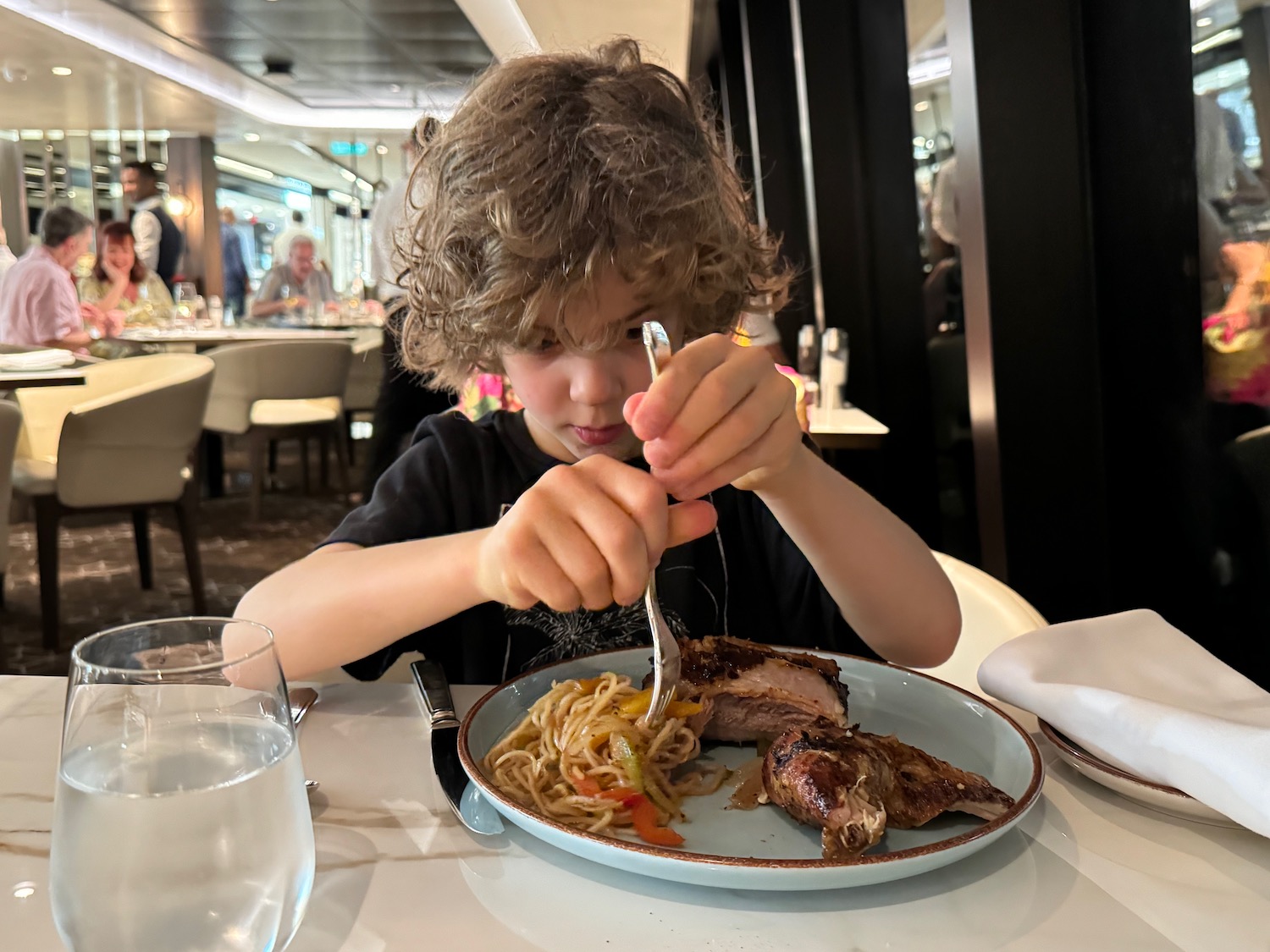 a child eating a meal