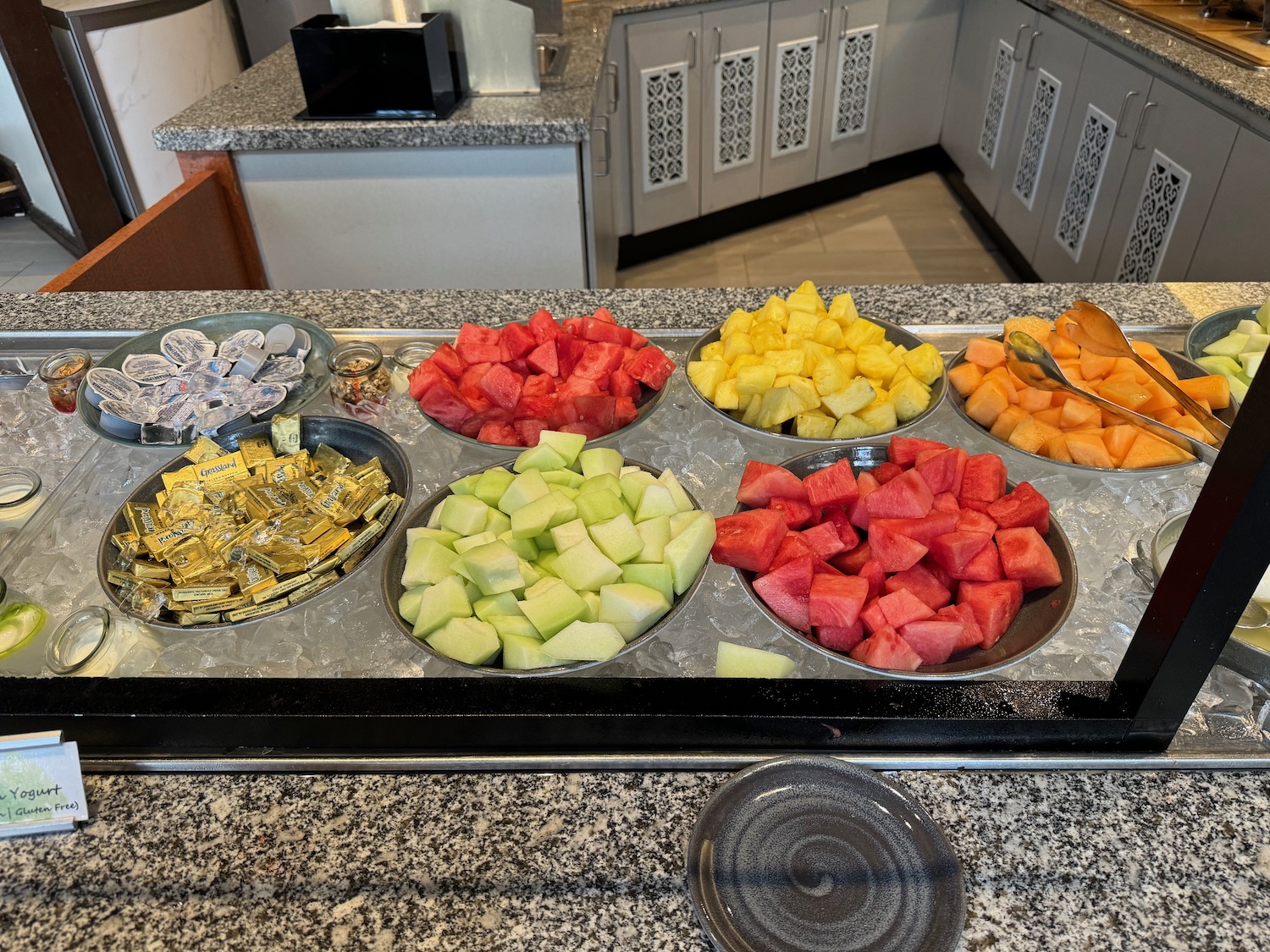 a tray of fruit on a counter