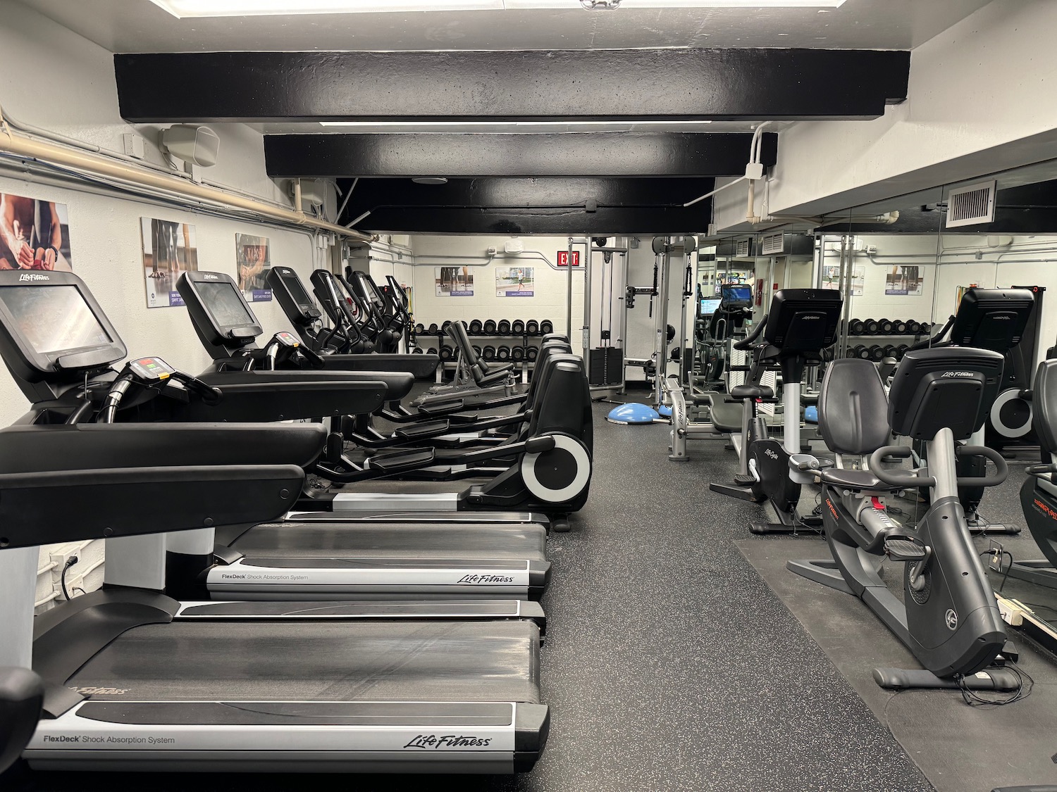 a room with exercise machines